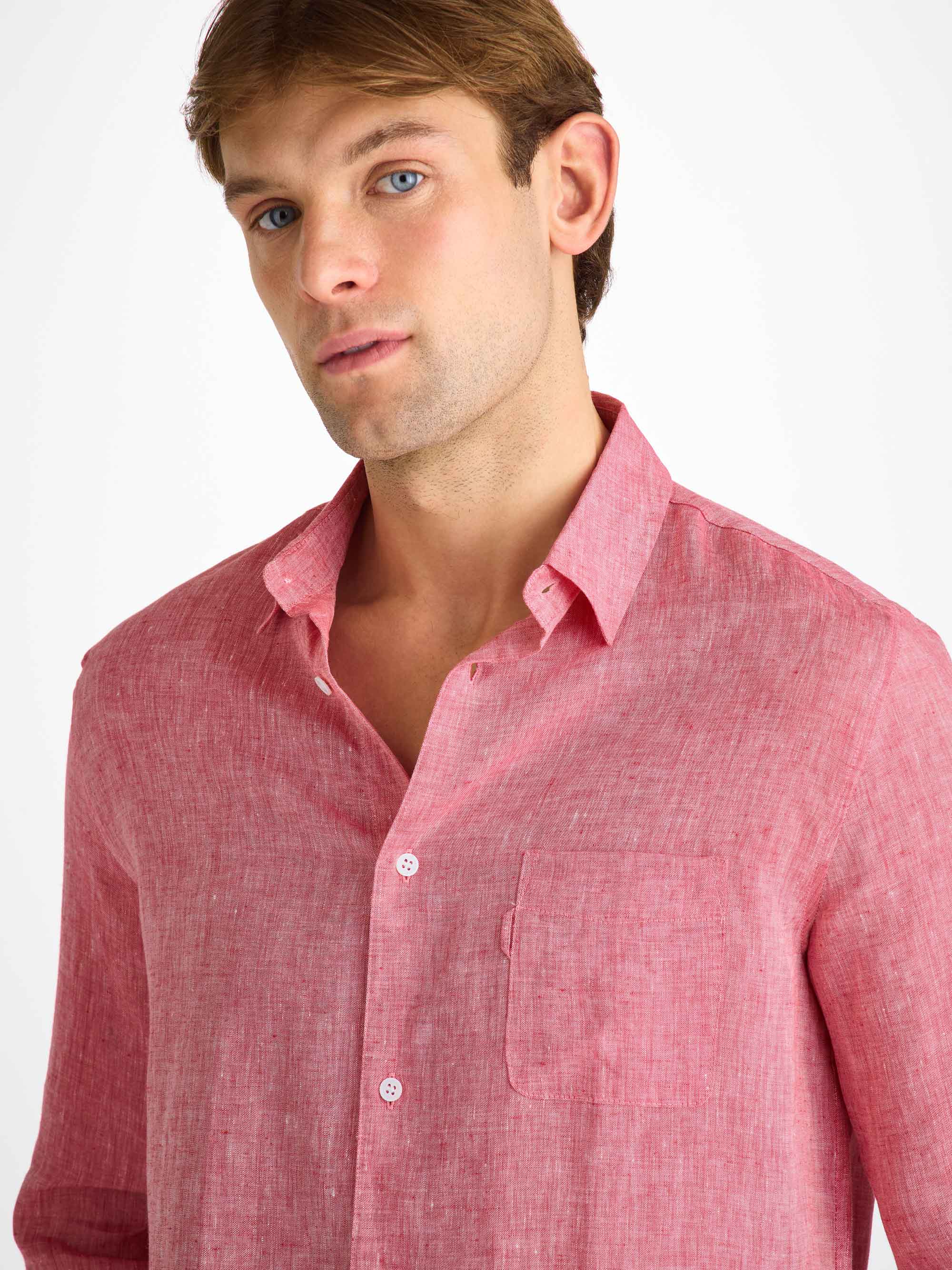 Men's Shirt Monaco Linen Red - Image 5