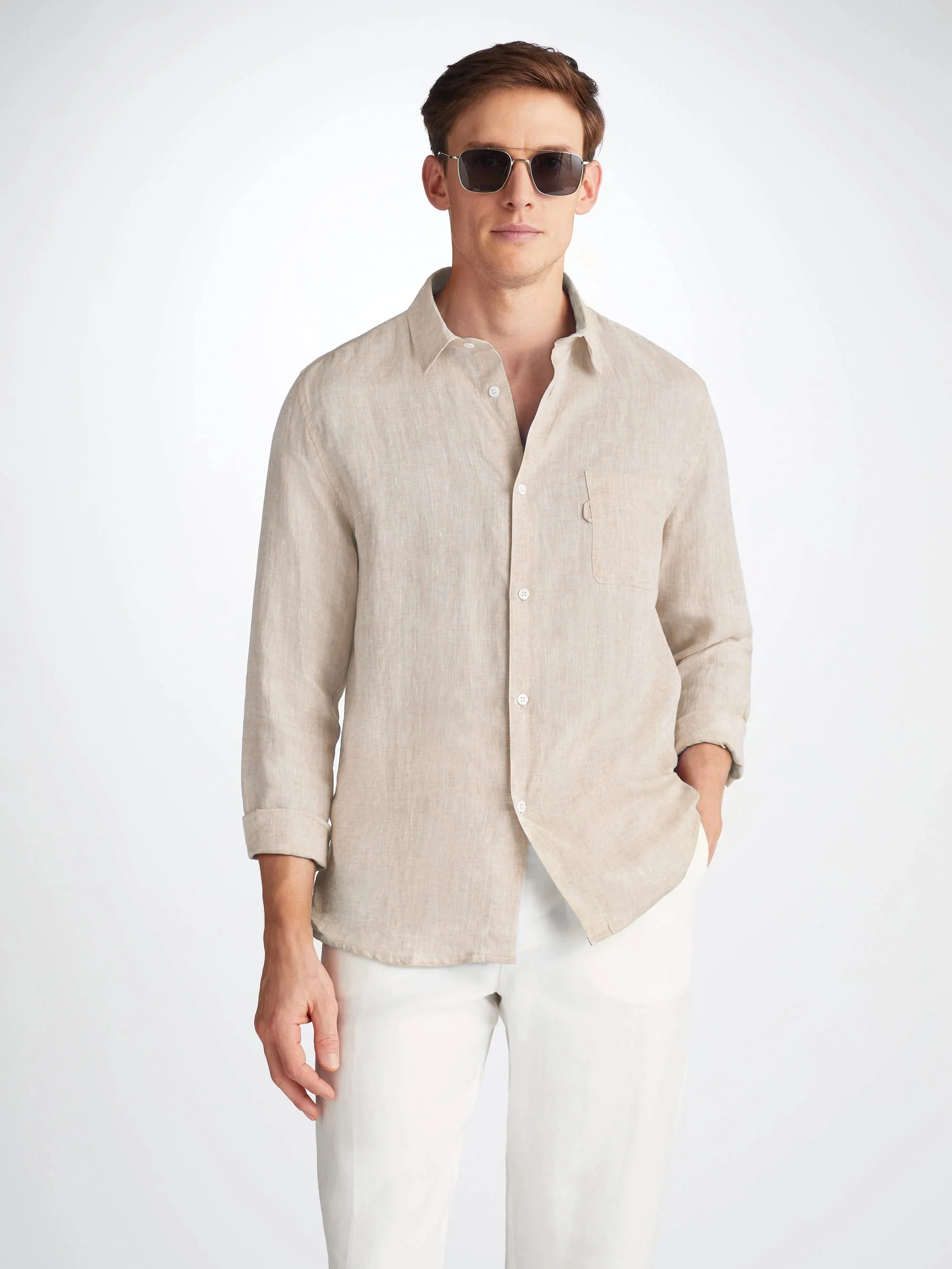 Men's Shirt Monaco Linen Sand - Image 7