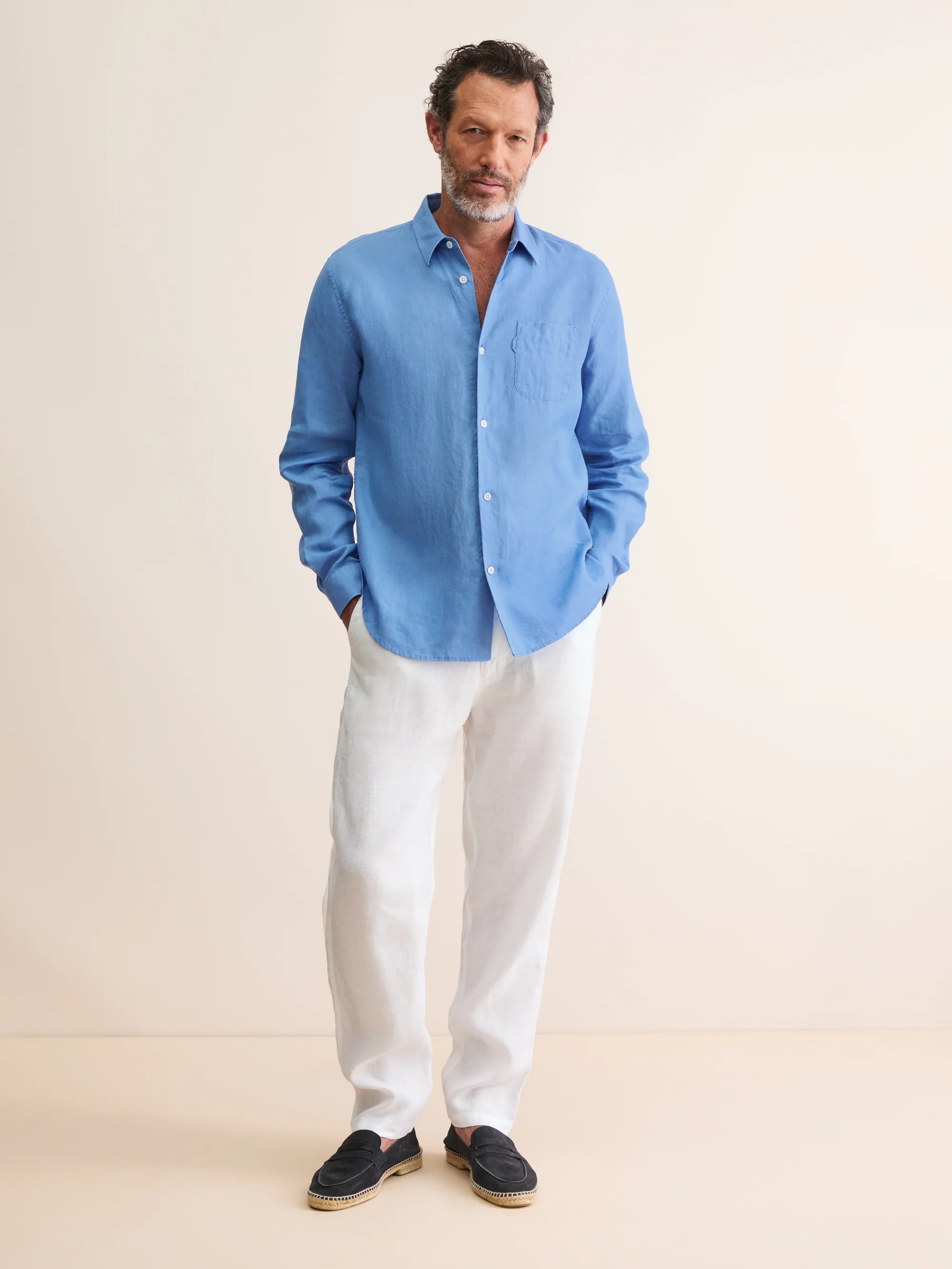 Men's Shirt Monaco Linen Santorini Blue - Image 2