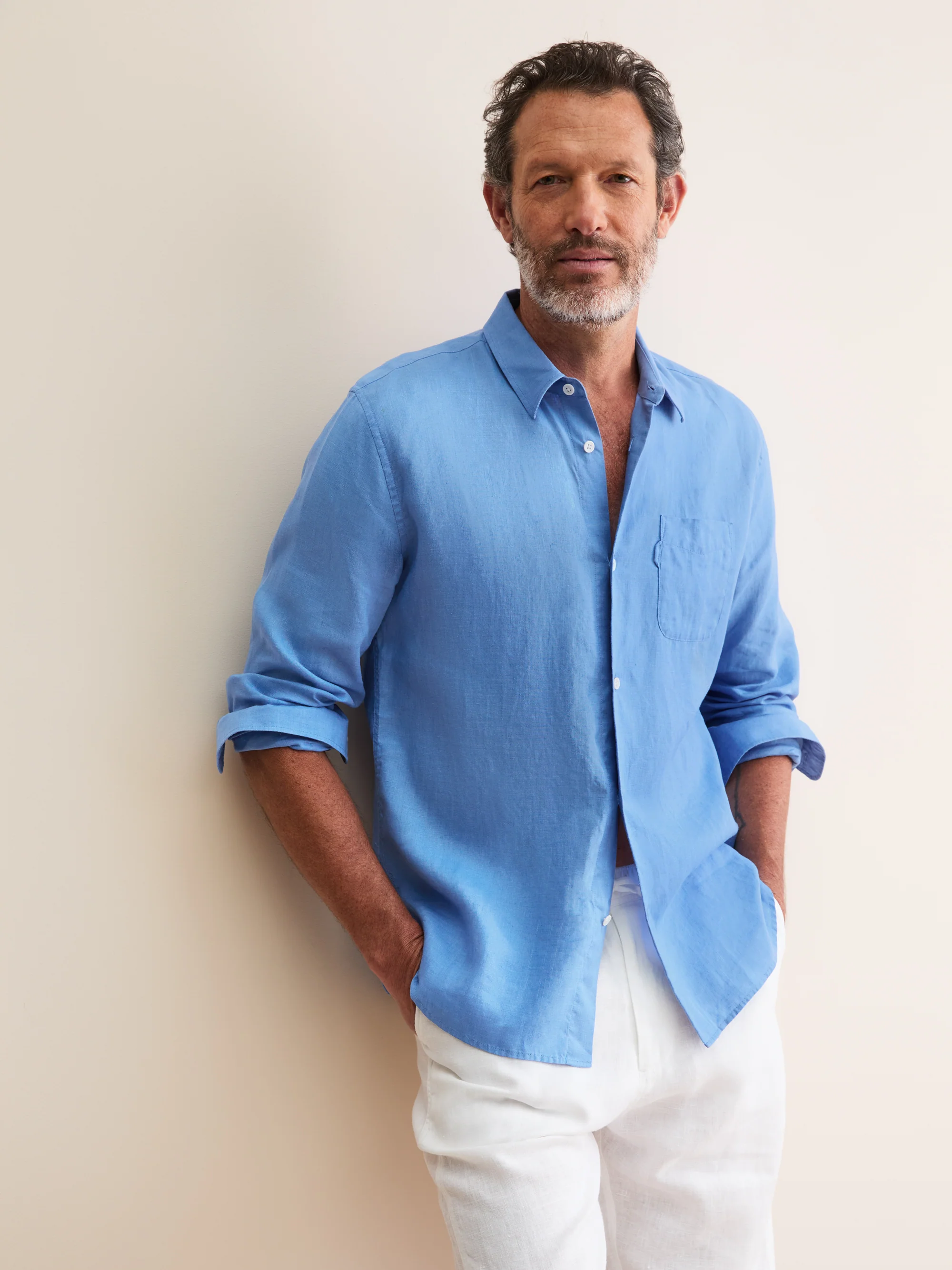 Men's Shirt Monaco Linen Santorini Blue - Image 7