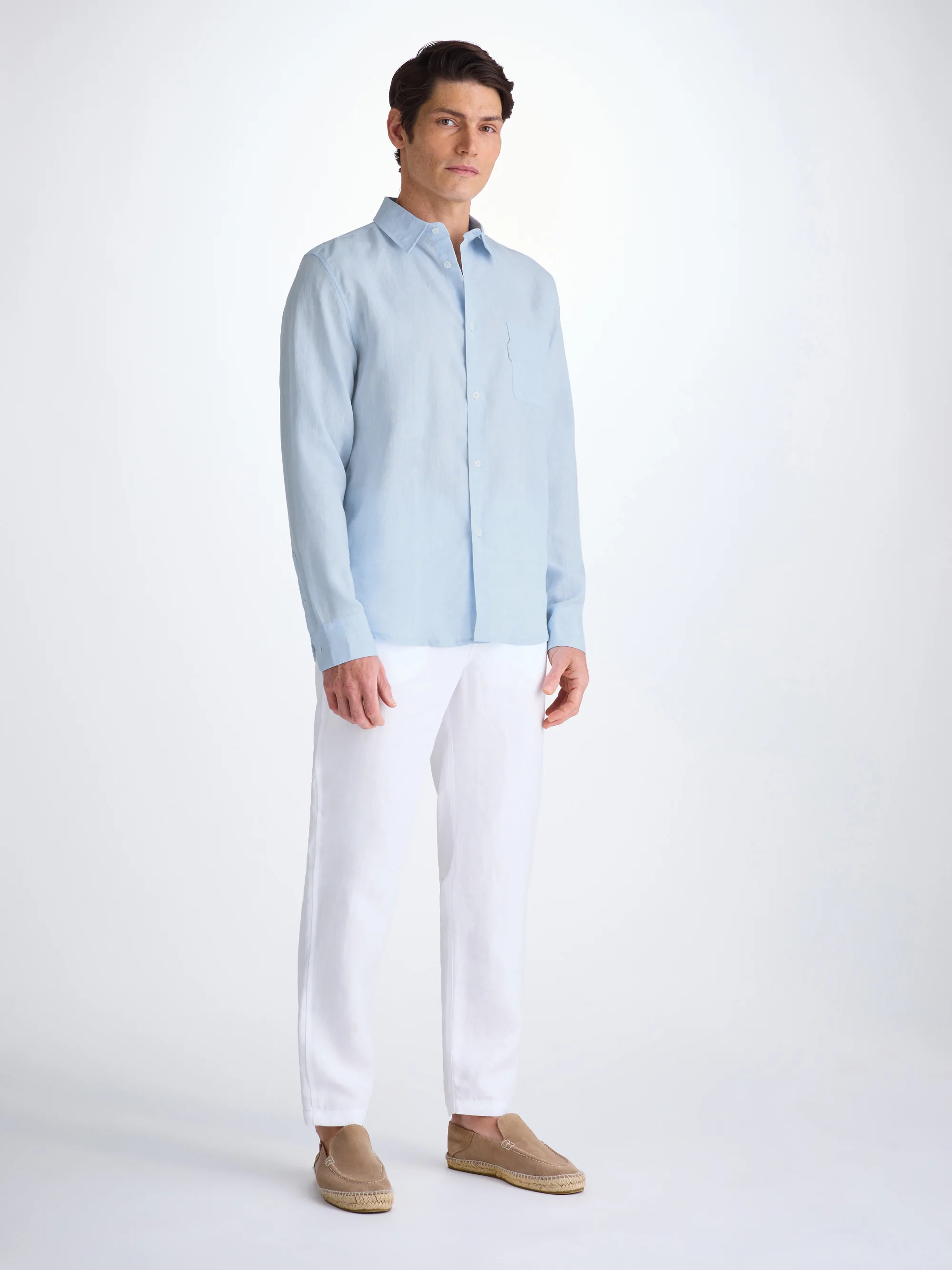 Men's Shirt Monaco Linen Sky Blue - Image 3