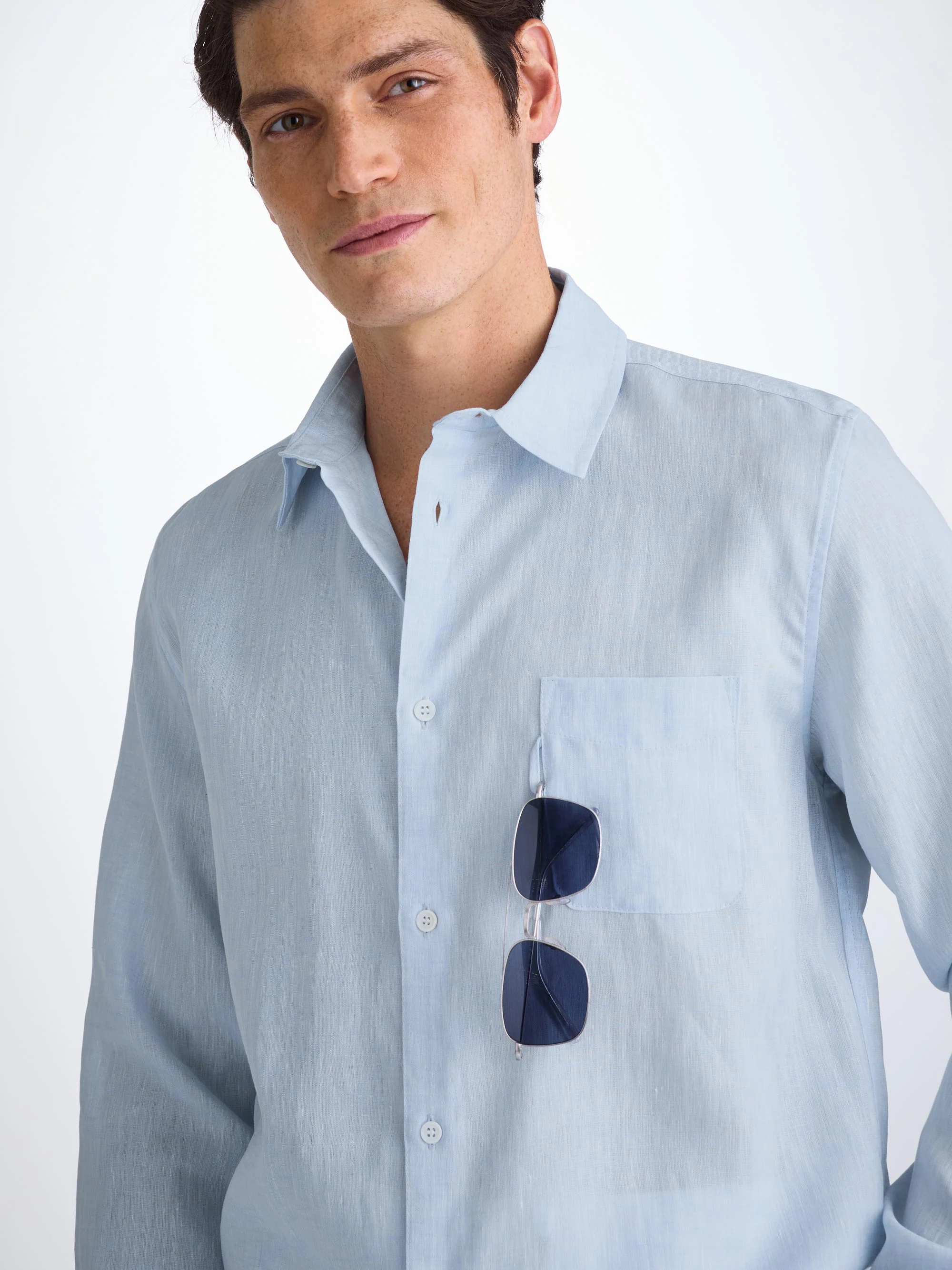 Men's Shirt Monaco Linen Sky Blue - Image 6