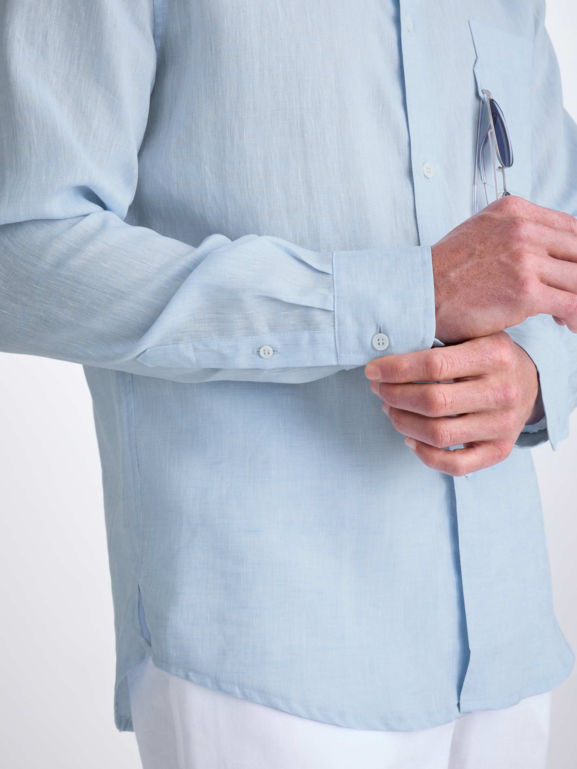 Men's Shirt Monaco Linen Sky Blue - Image 7