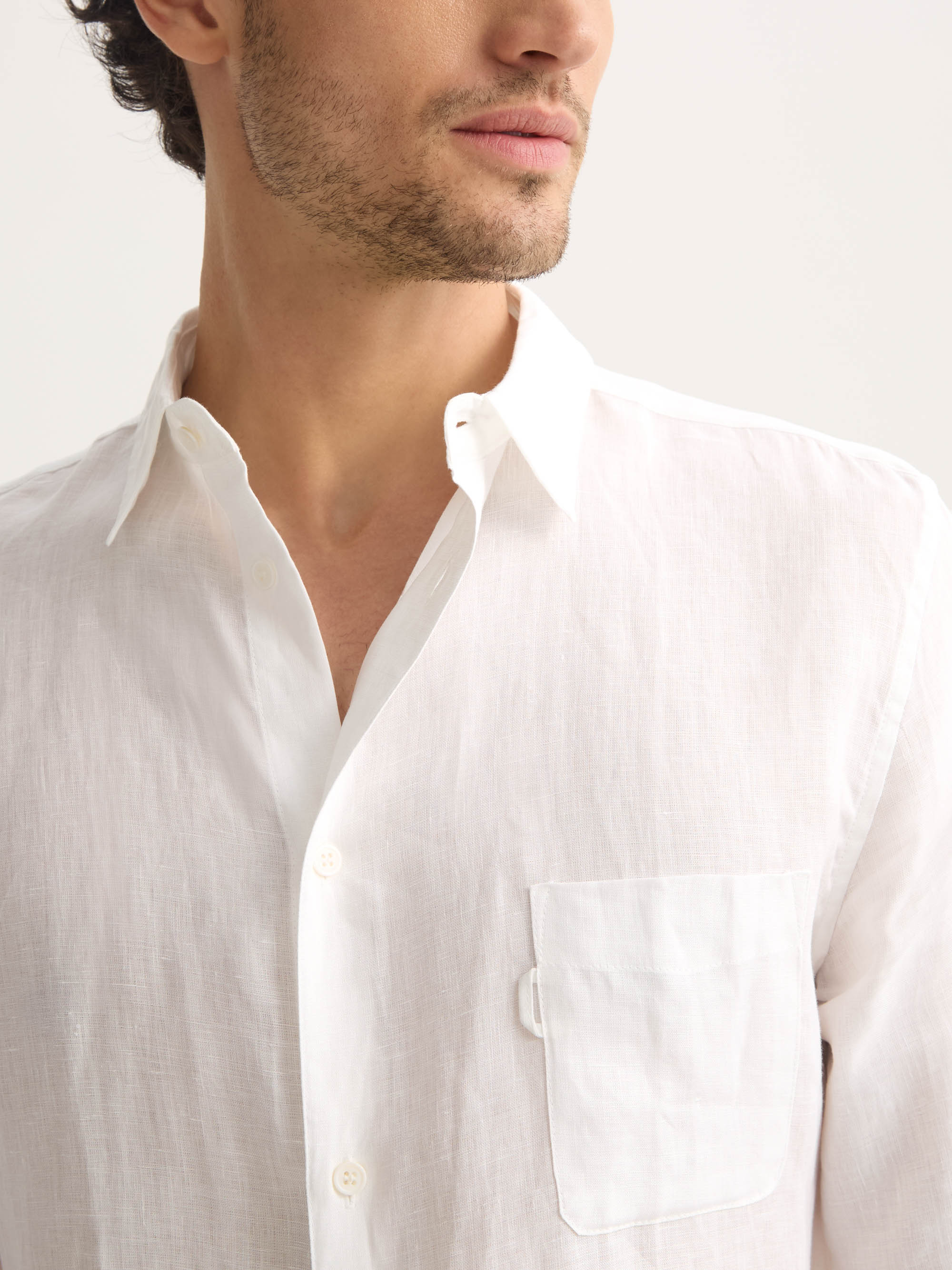 Men's Shirt Monaco Linen White - Image 4