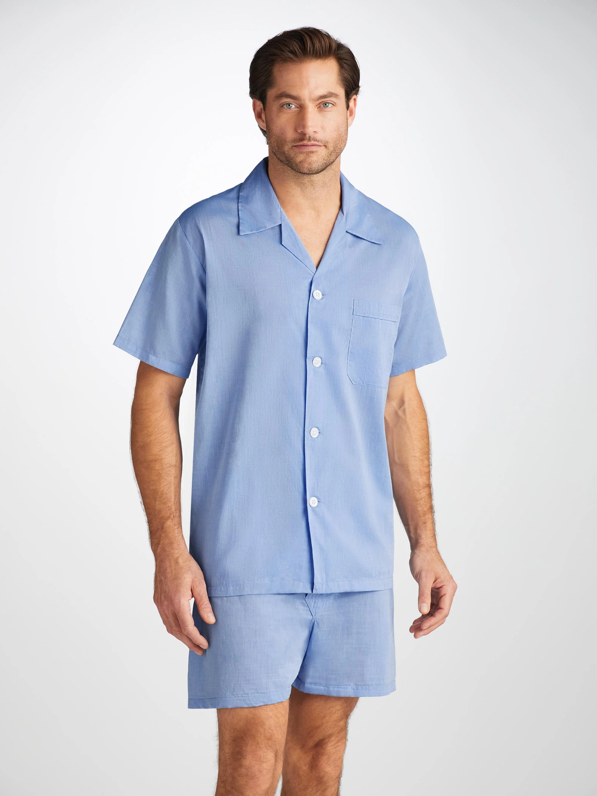Men's Short Pyjamas Amalfi Cotton Batiste Blue - Image 7