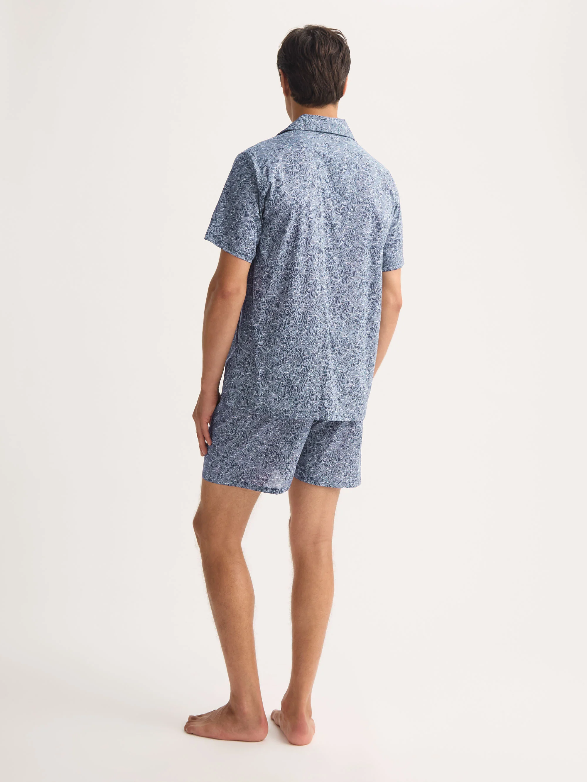 Men's Short Pyjamas Cotton Batiste Navy Blue Night Sky Print - Image 3