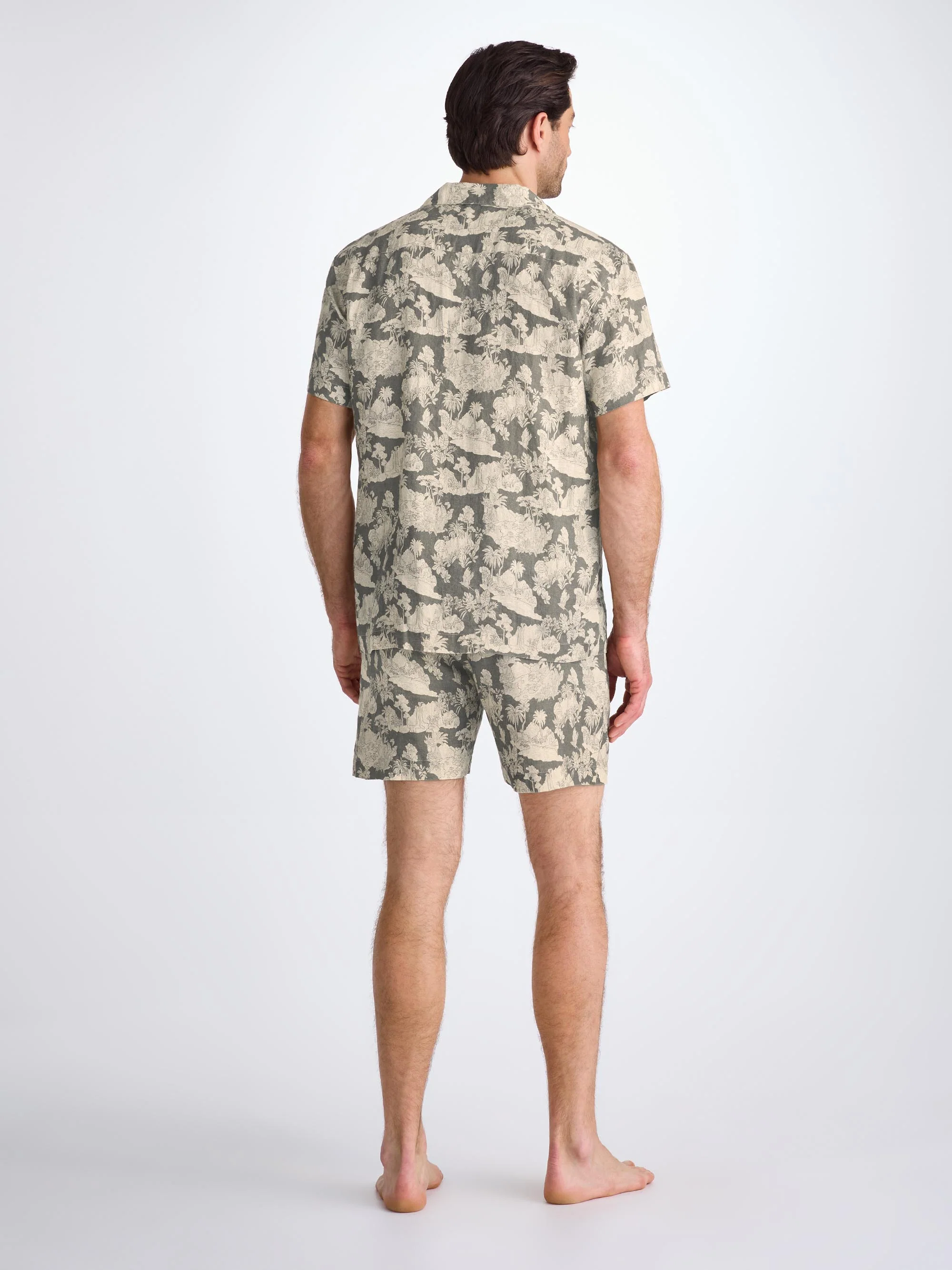 Men's Short Pyjamas Milan 26 Linen Khaki - Image 4