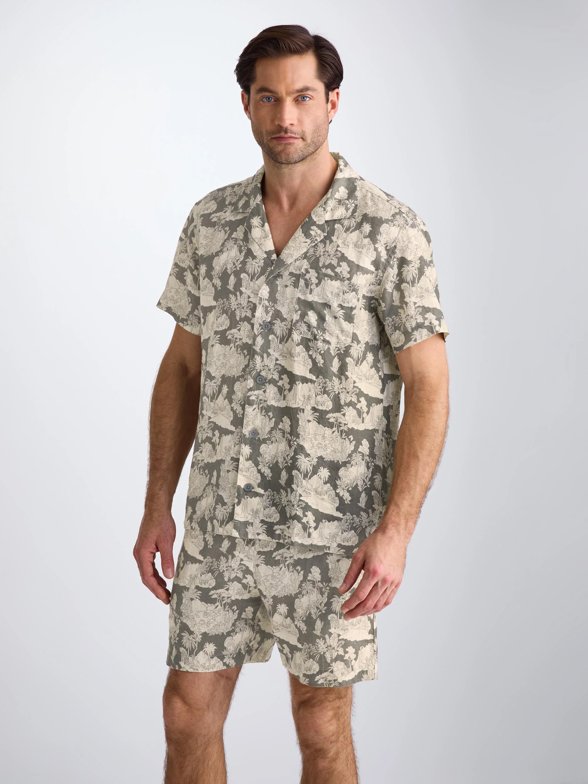 Men's Short Pyjamas Milan 26 Linen Khaki - Image 5