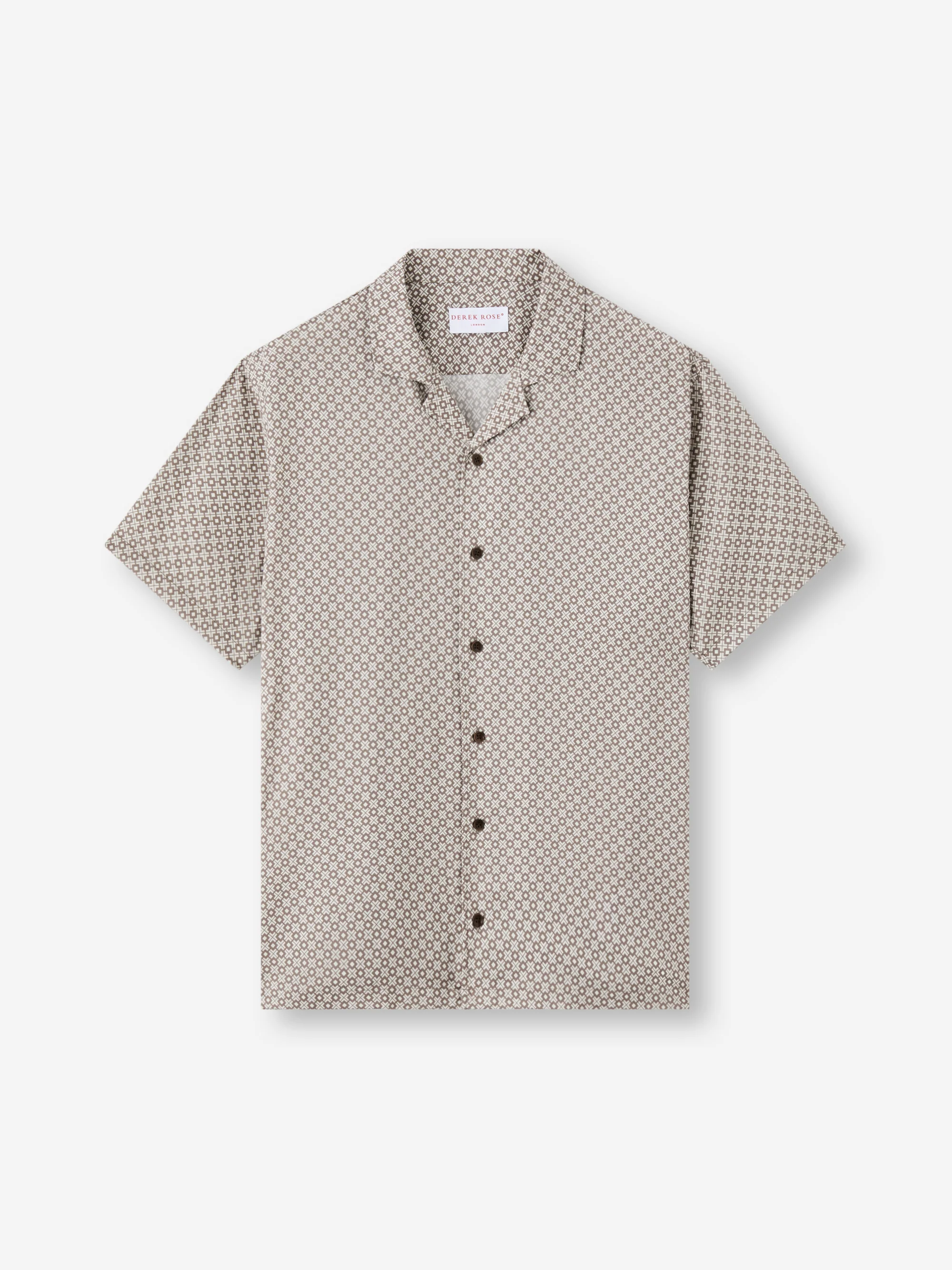 Men's Short Sleeve Shirt London Geo Cross Taupe - Image 6