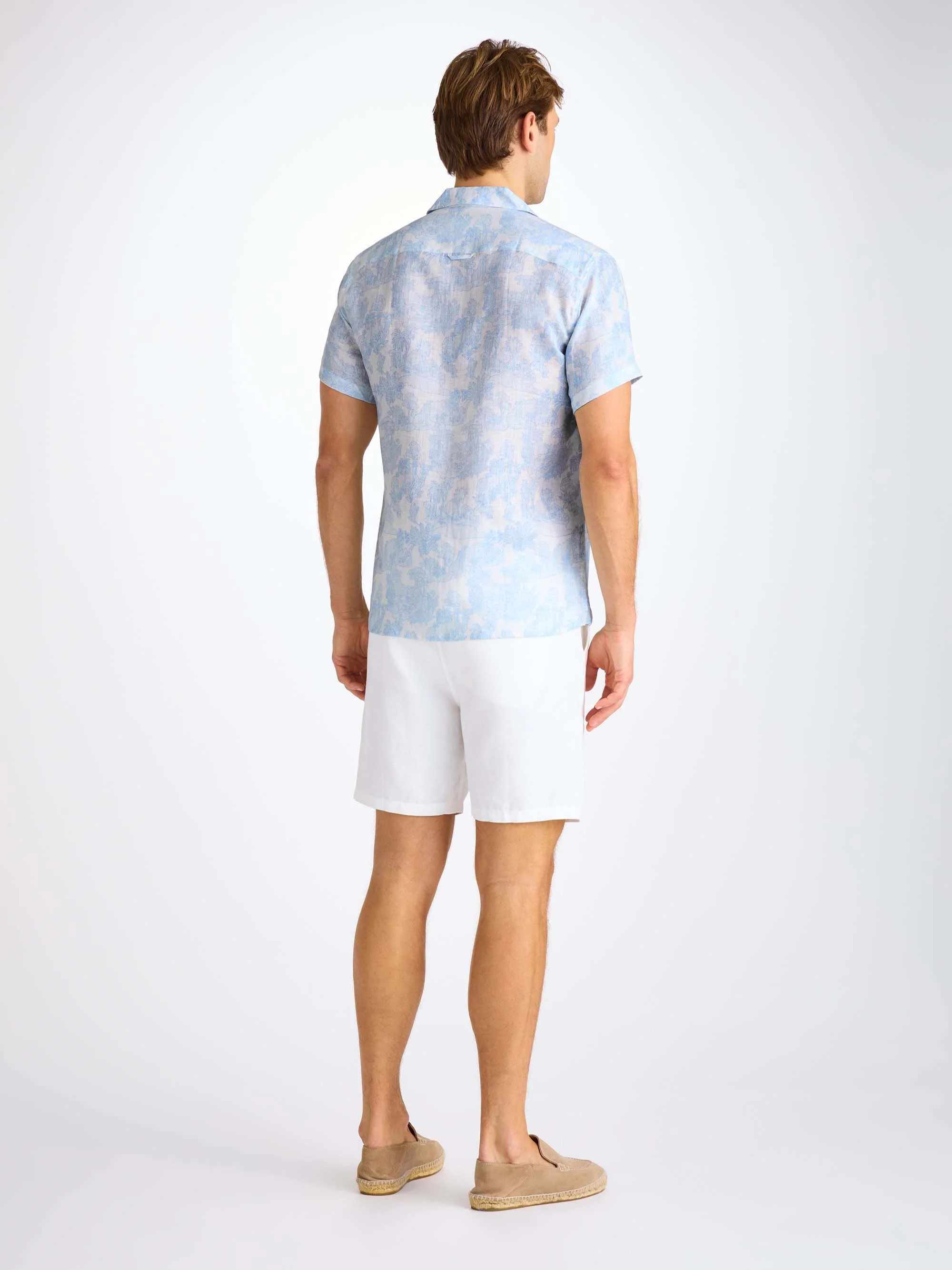 Men's Short Sleeve Shirt Milan 26 Linen White - Image 4