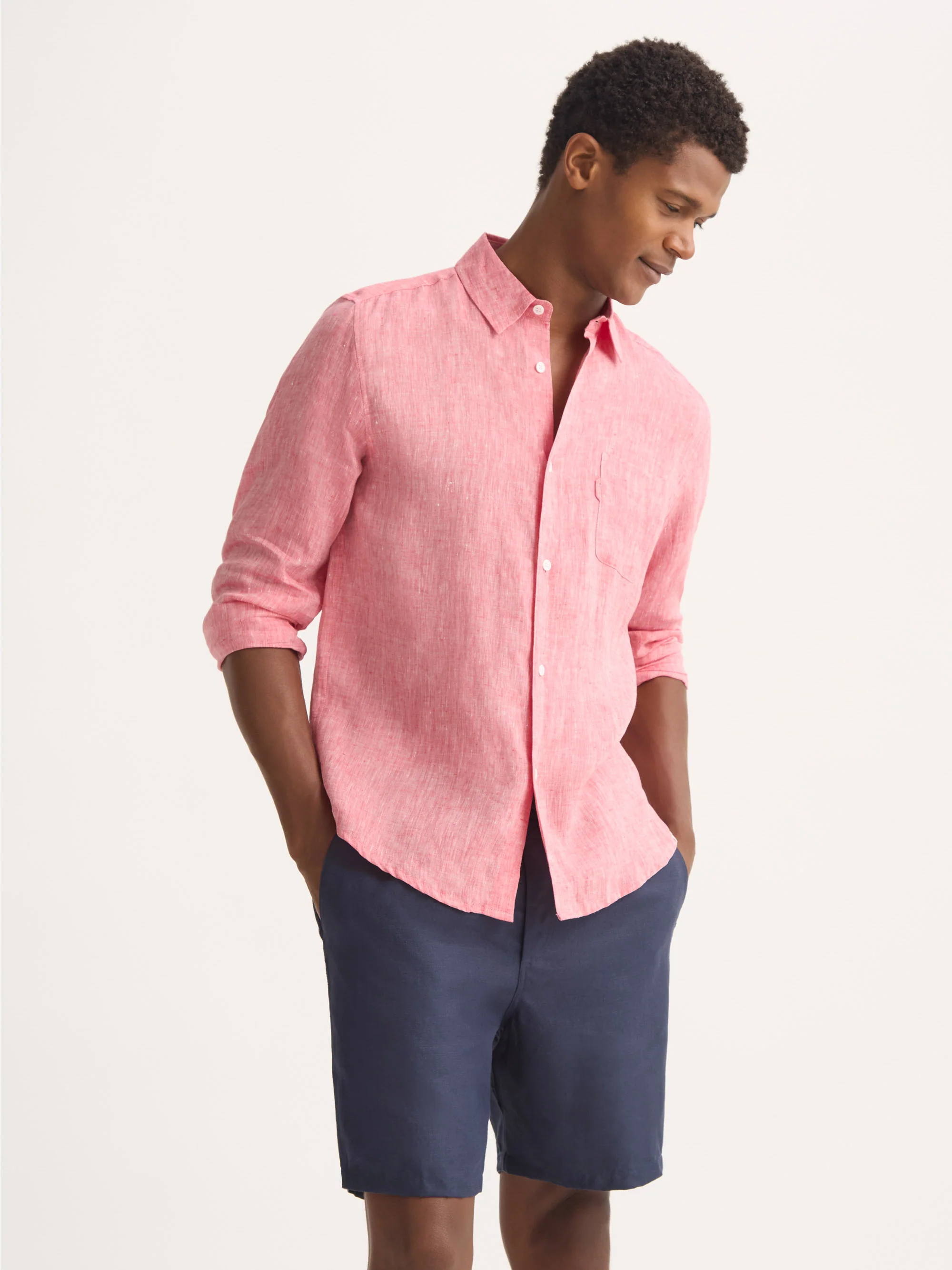 Men's Shorts Sydney Linen Navy - Image 7