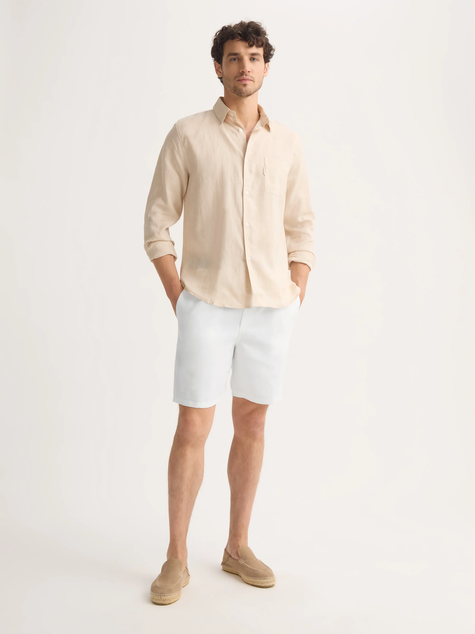 Men's Shorts Sydney Linen White - Image 3