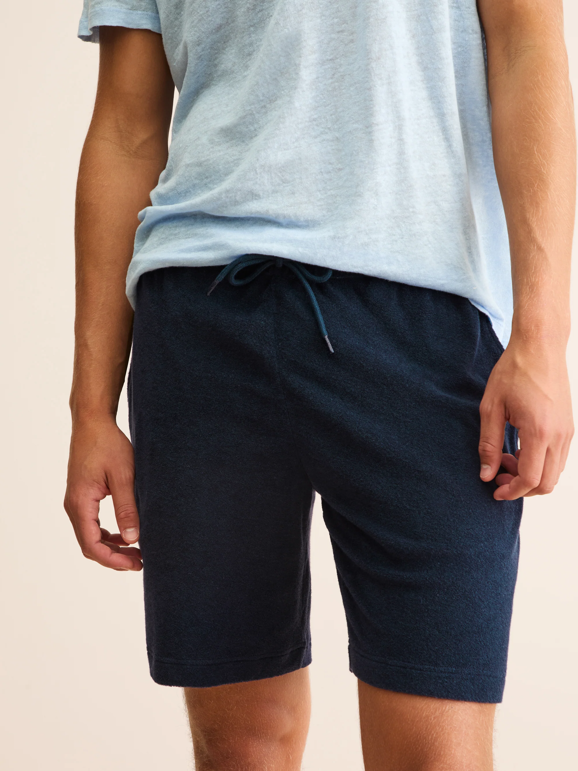 Men's Shorts Teddy Cotton Towelling Navy Blue - Image 7