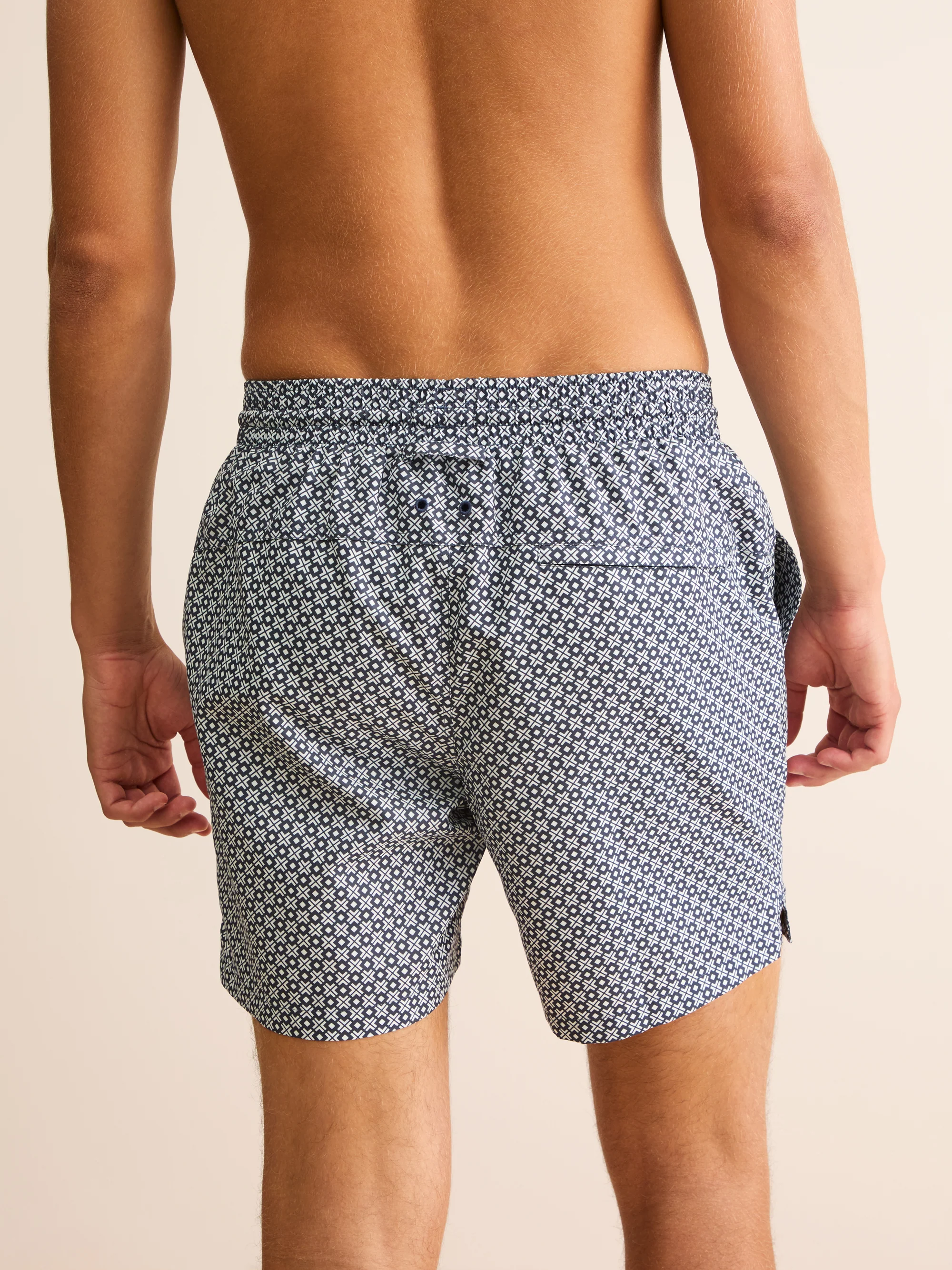 Men's Swim Shorts London Geo Cross Blue & White - Image 3