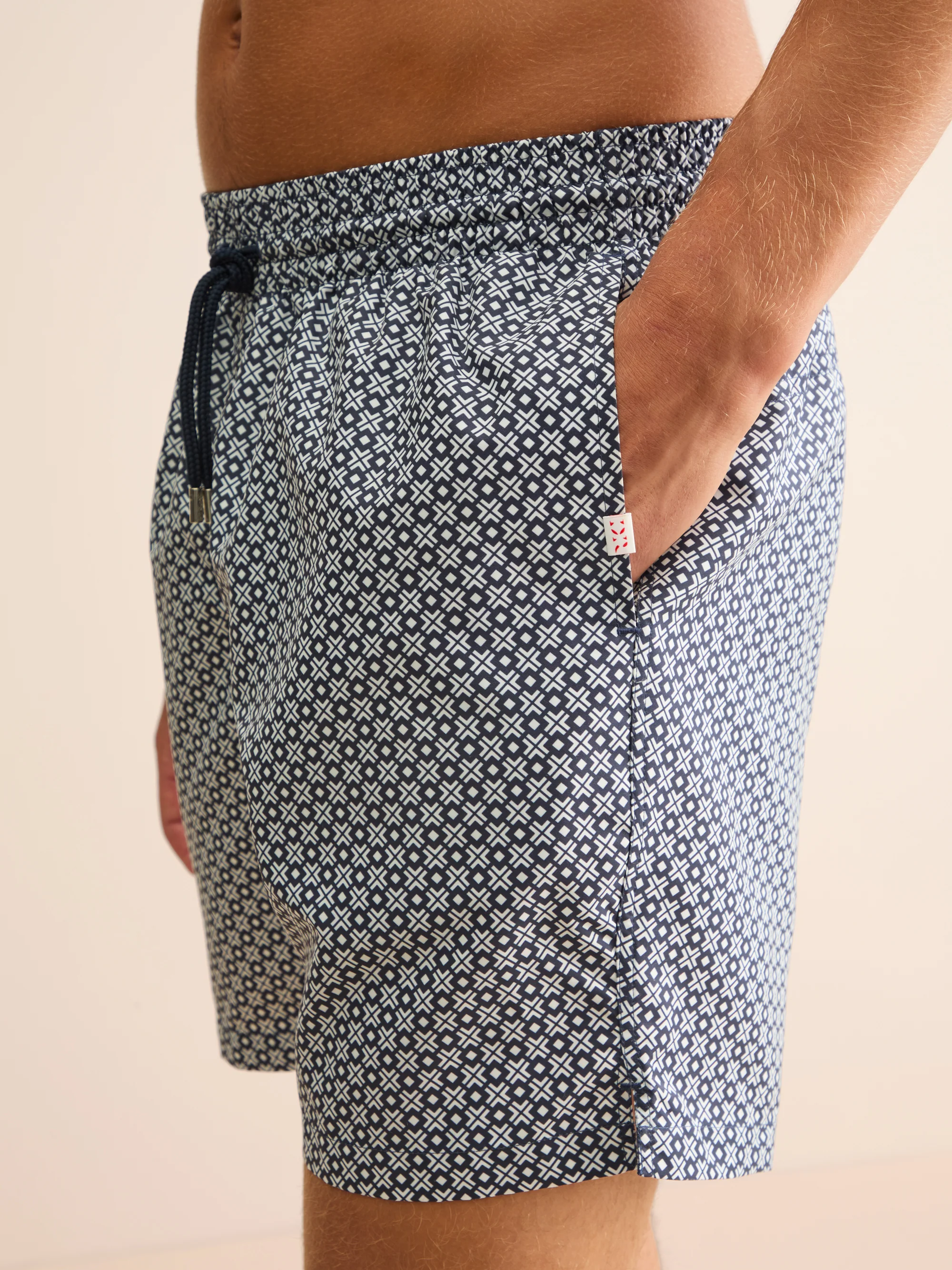 Men's Swim Shorts London Geo Cross Blue & White - Image 4