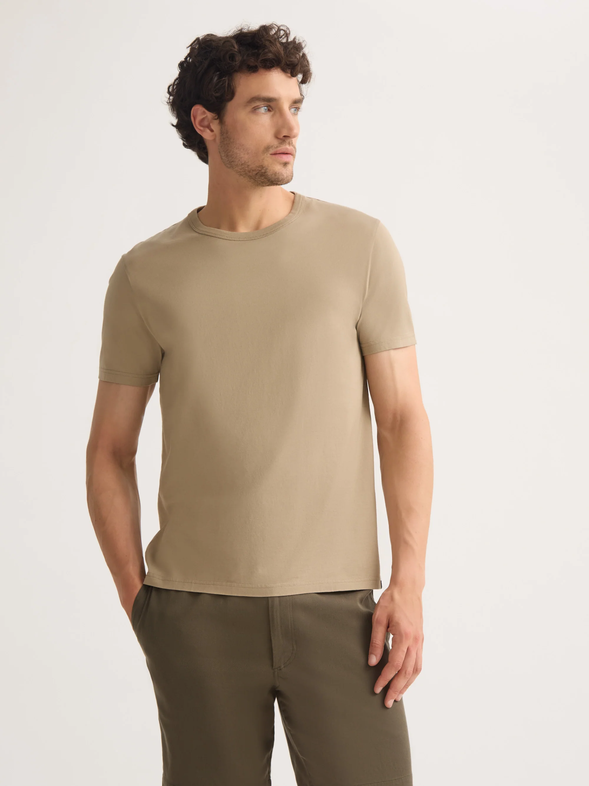 Men's T-Shirt Barny Pima Cotton Taupe - Image 4