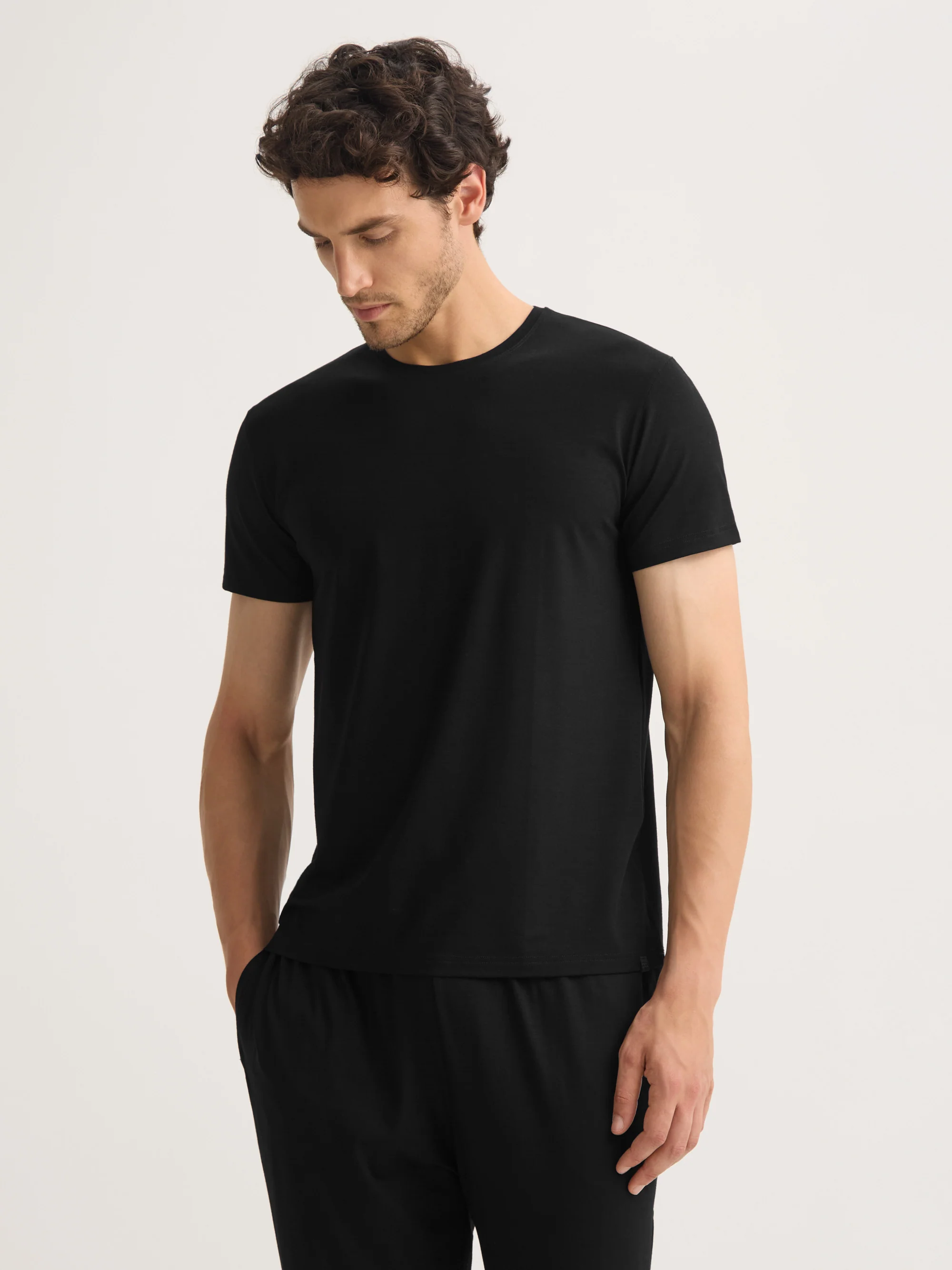 Men's T-Shirt Basel Micro Modal Stretch Black - Image 2