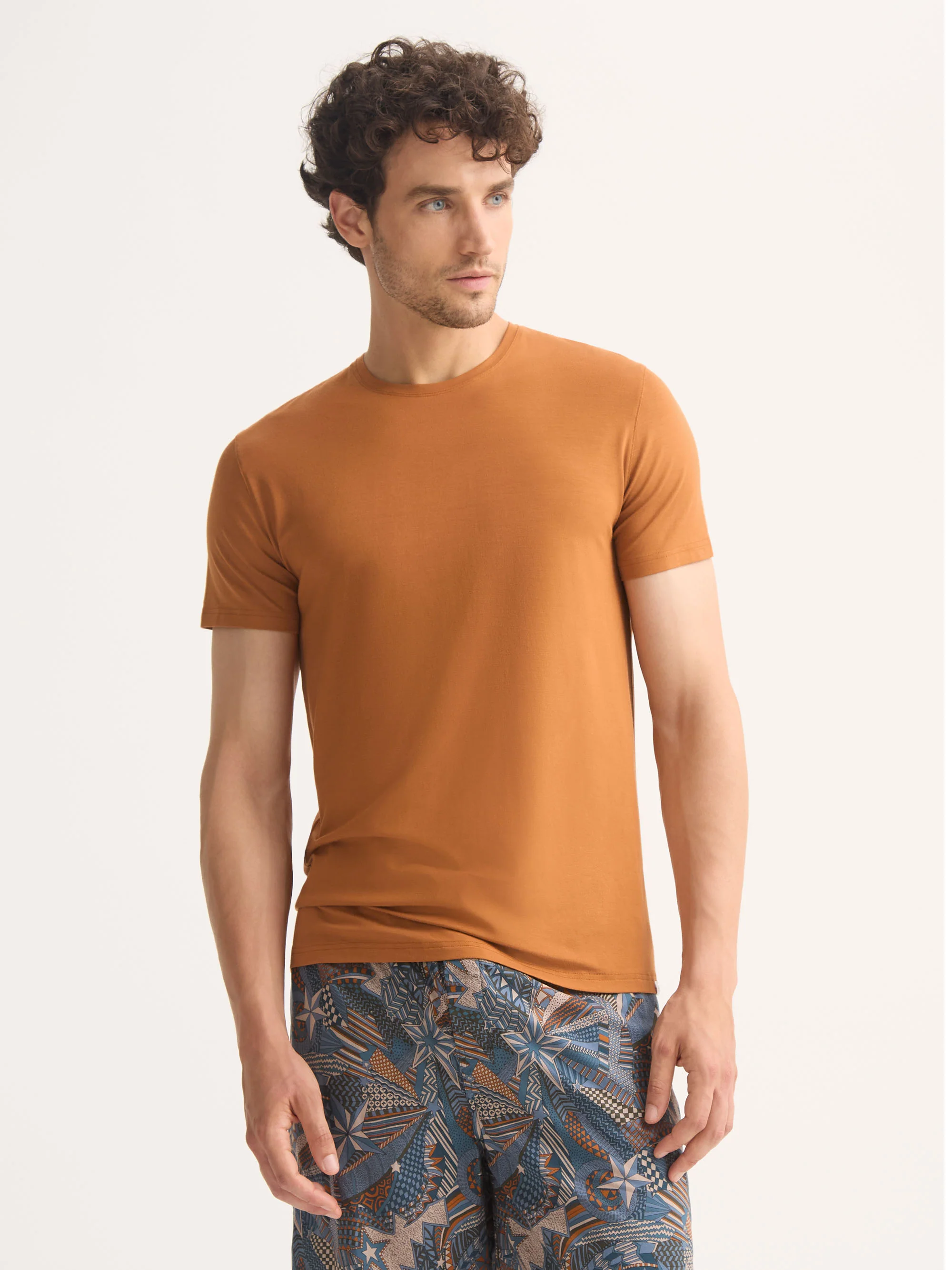Men's T-Shirt Basel Micro Modal Stretch Brick Orange - Image 2