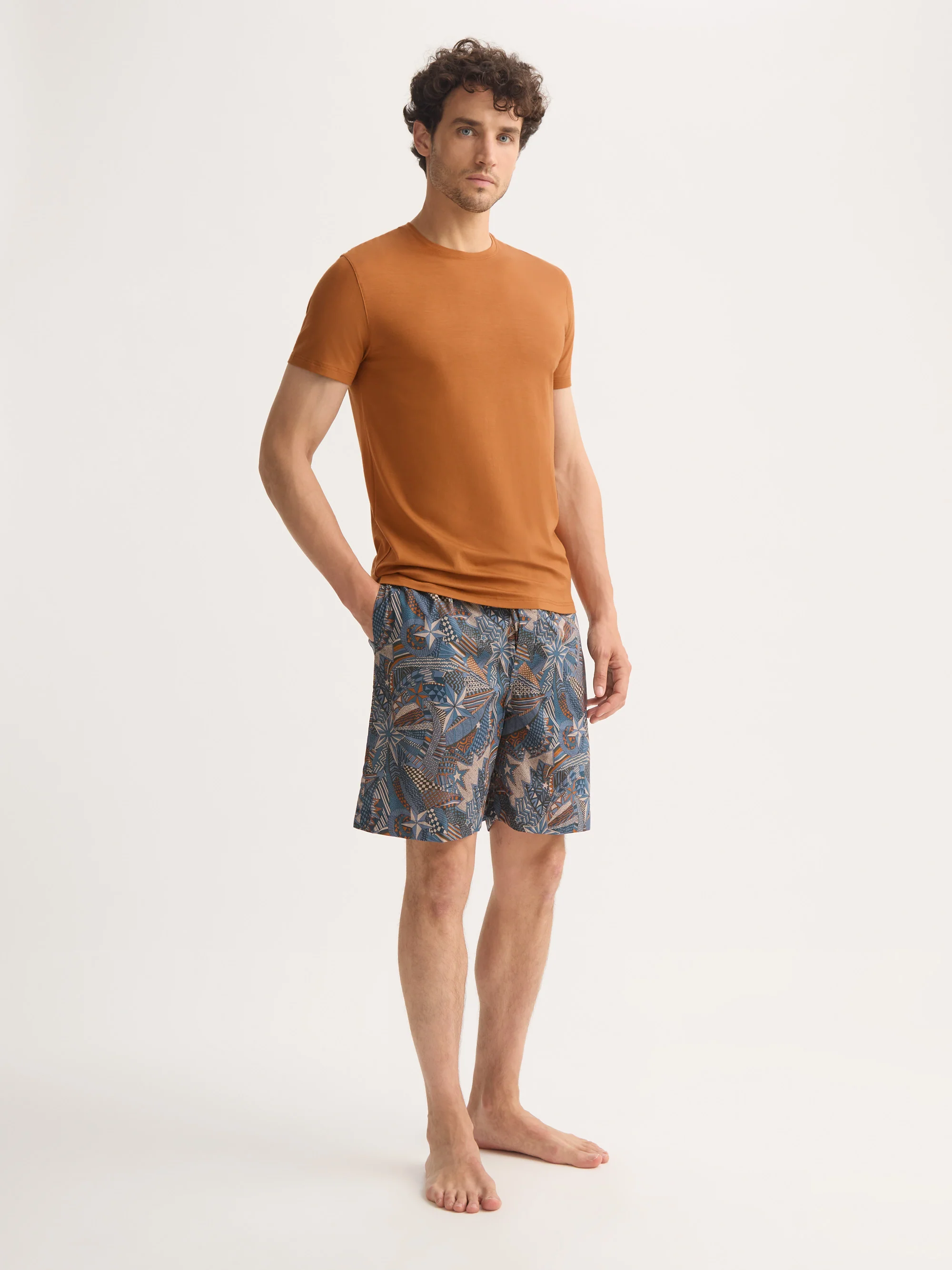 Men's T-Shirt Basel Micro Modal Stretch Brick Orange - Image 3