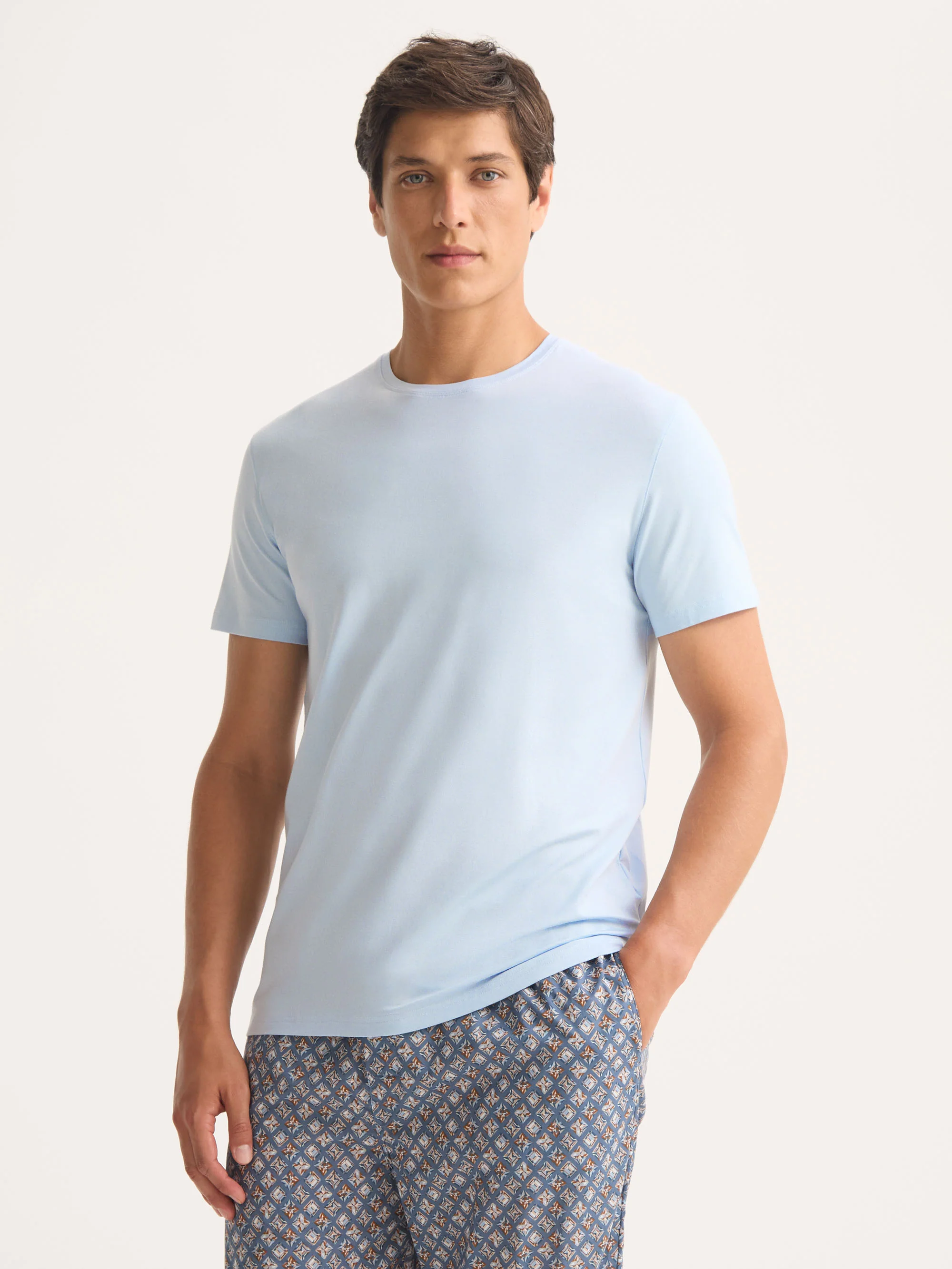 Men's T-Shirt Basel Micro Modal Stretch Light Blue - Image 2