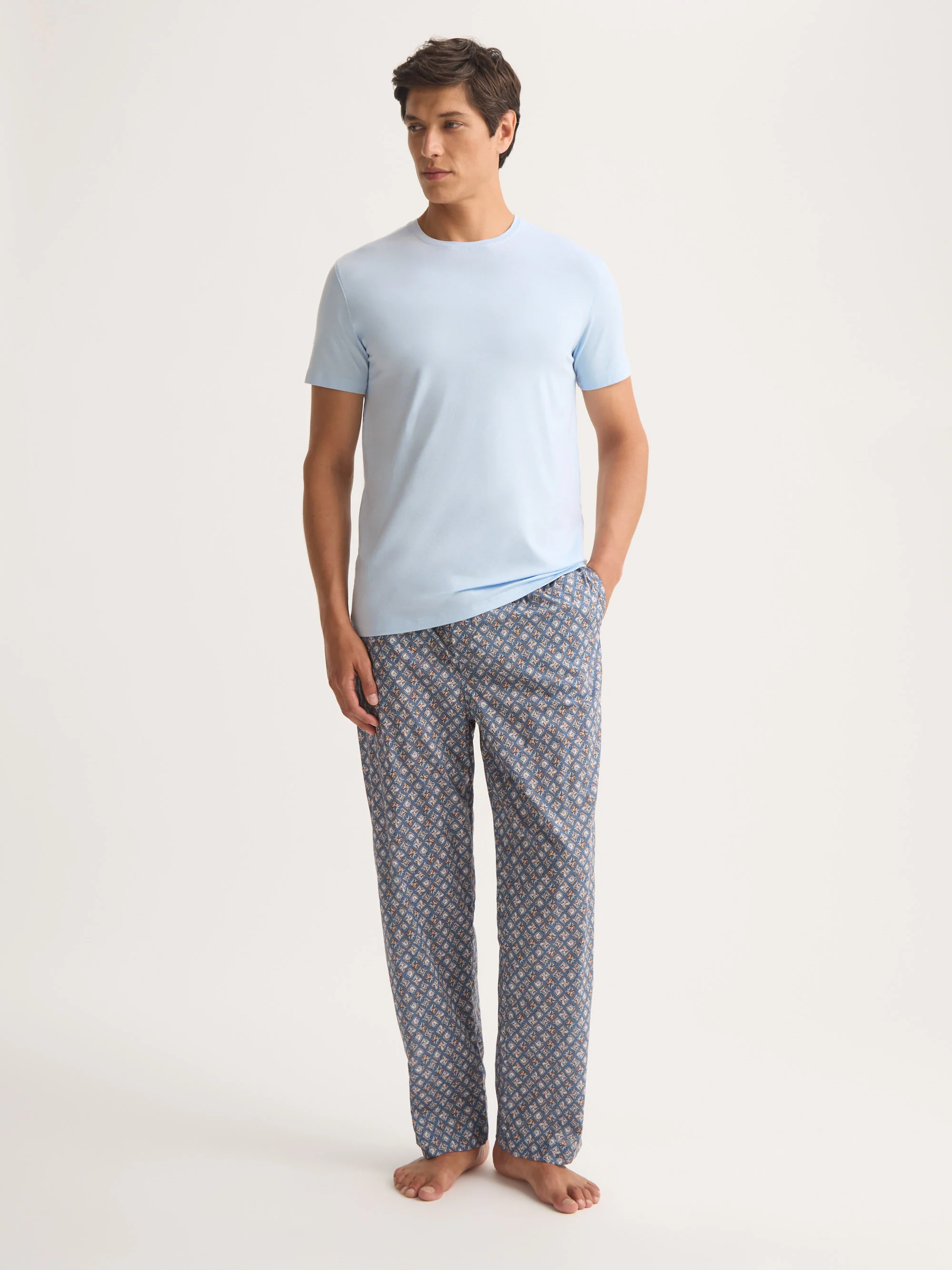 Men's T-Shirt Basel Micro Modal Stretch Light Blue - Image 3