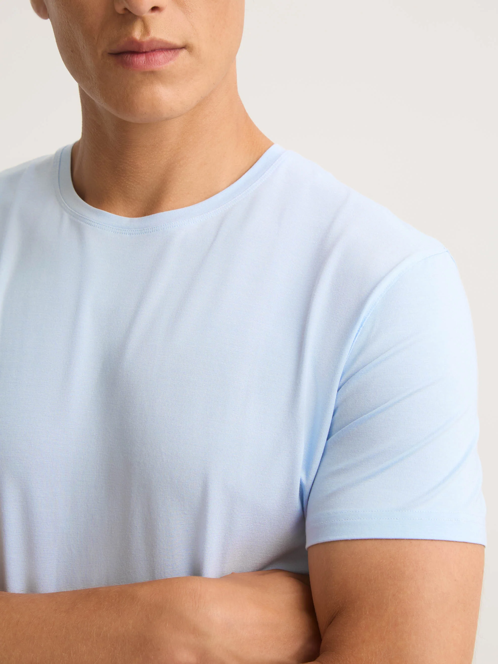 Men's T-Shirt Basel Micro Modal Stretch Light Blue - Image 5