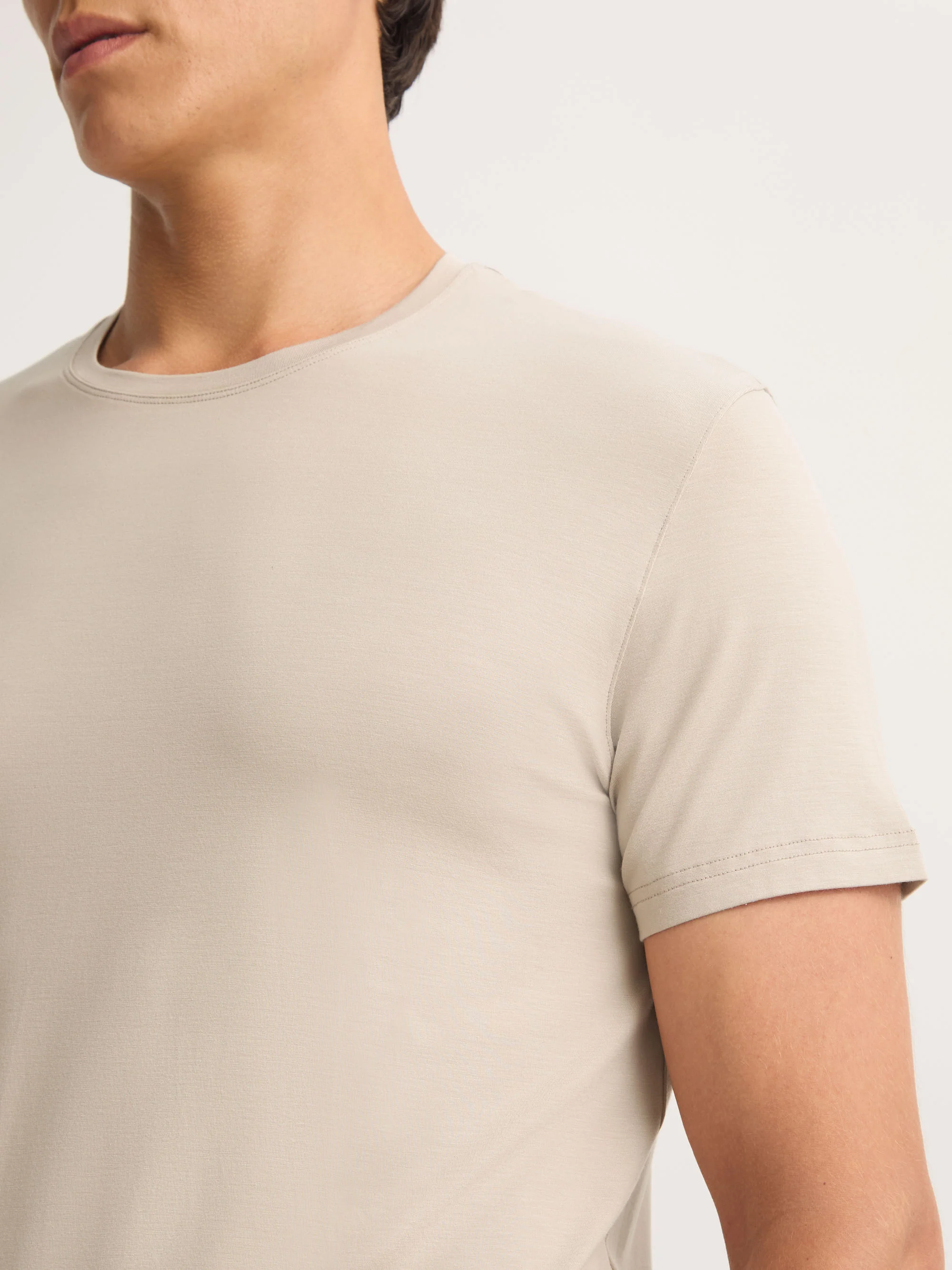Men's T-Shirt Basel Micro Modal Stretch Light Stone - Image 2