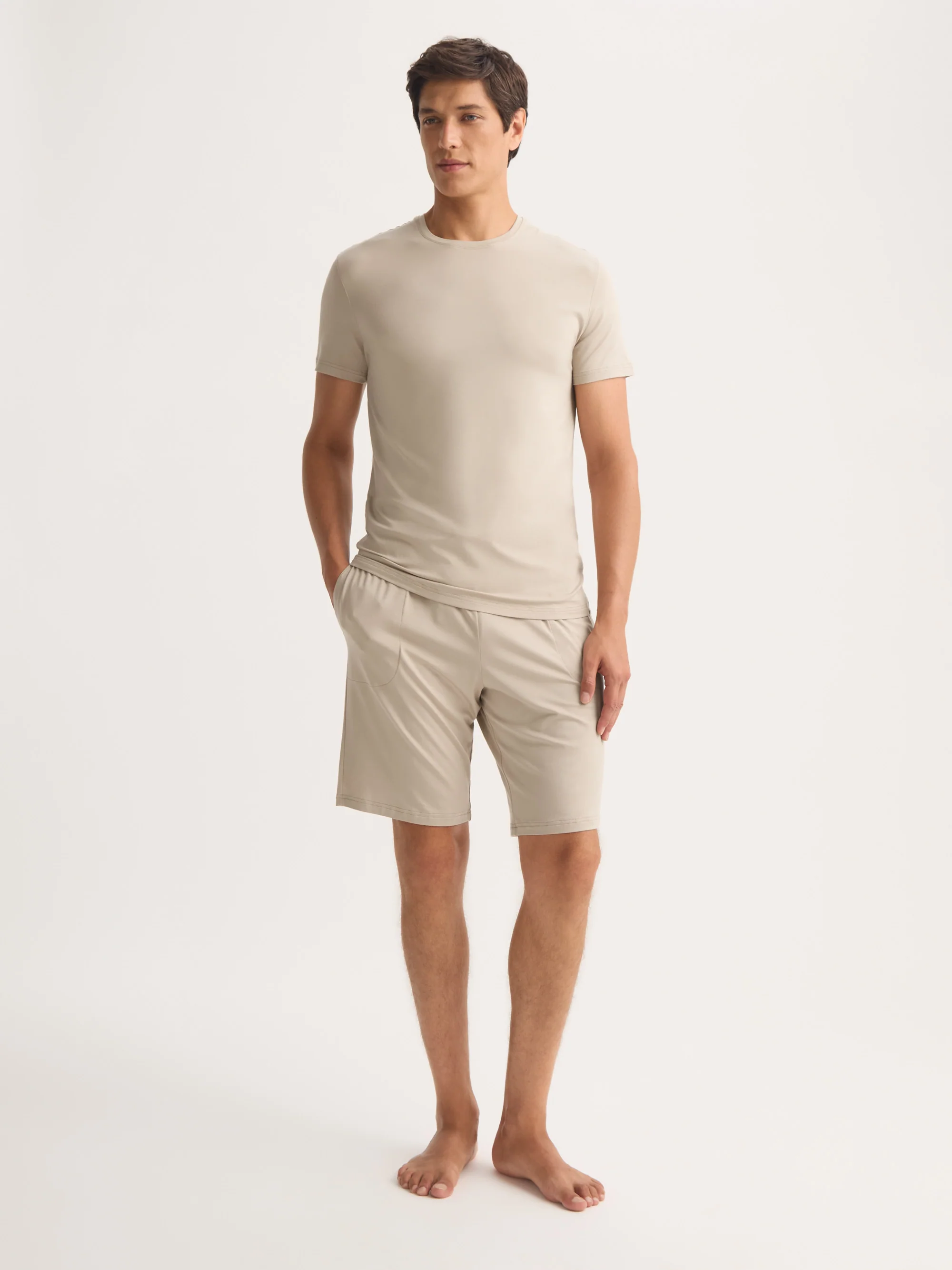 Men's T-Shirt Basel Micro Modal Stretch Light Stone - Image 3