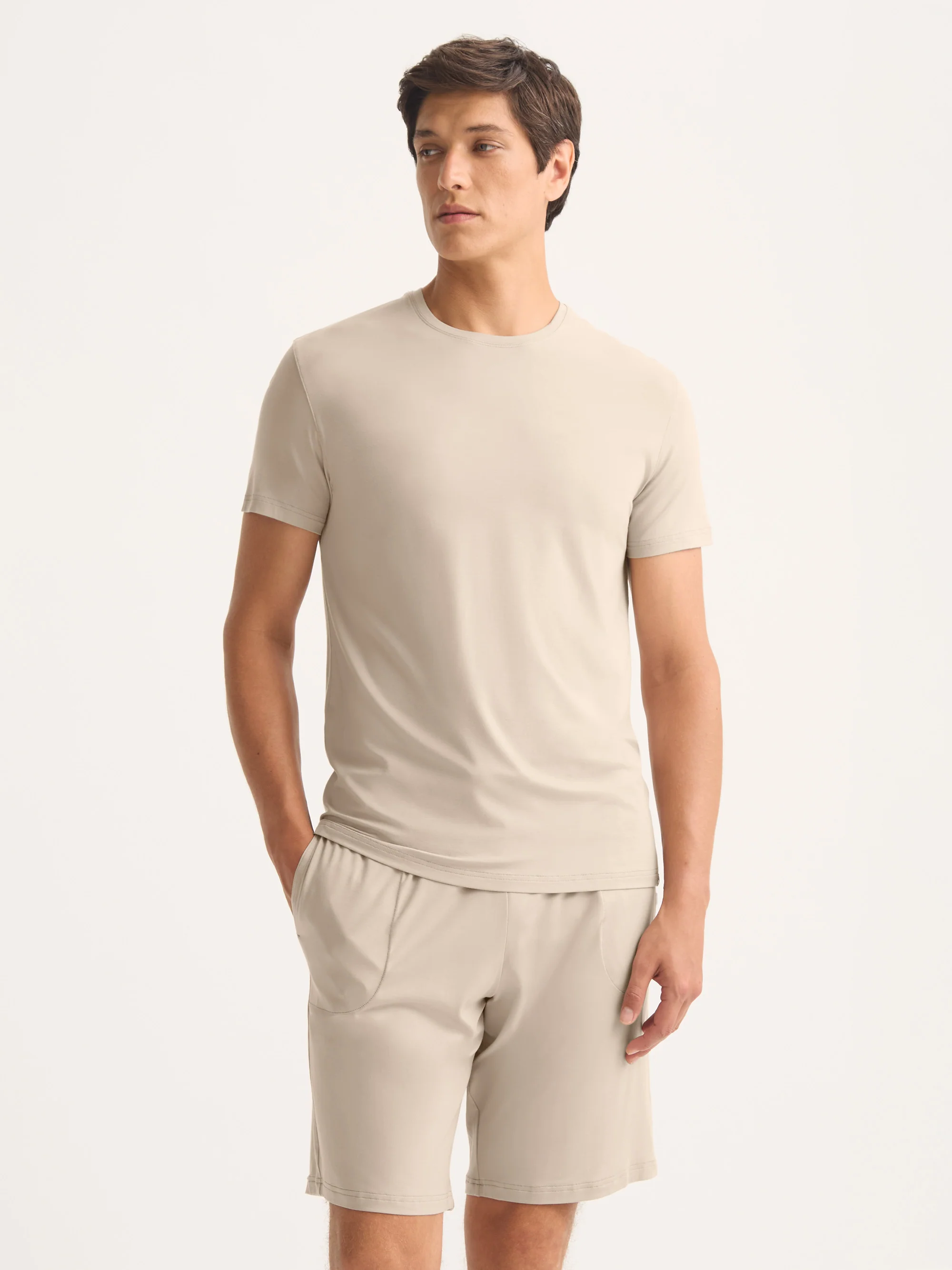Men's T-Shirt Basel Micro Modal Stretch Light Stone - Image 5
