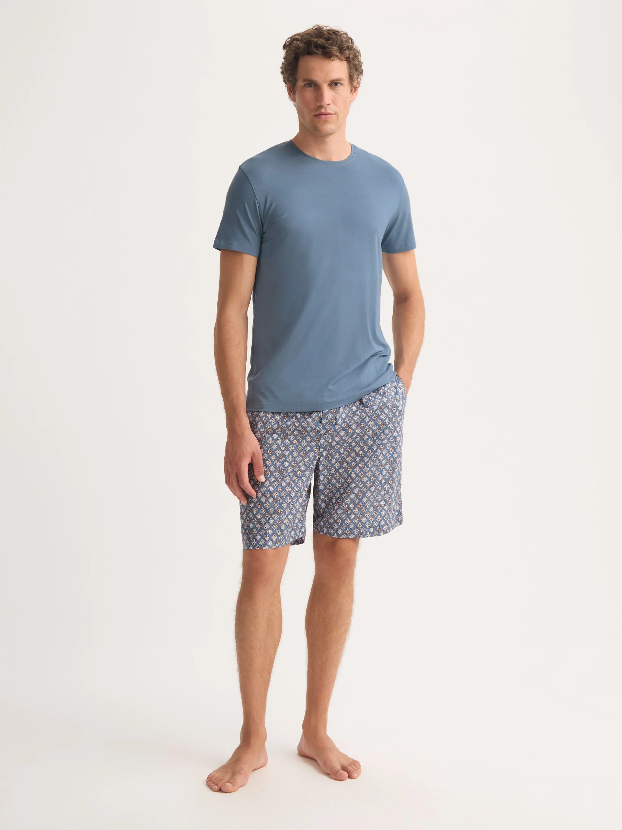 Men's T-Shirt Basel Micro Modal Stretch Storm Blue - Image 2