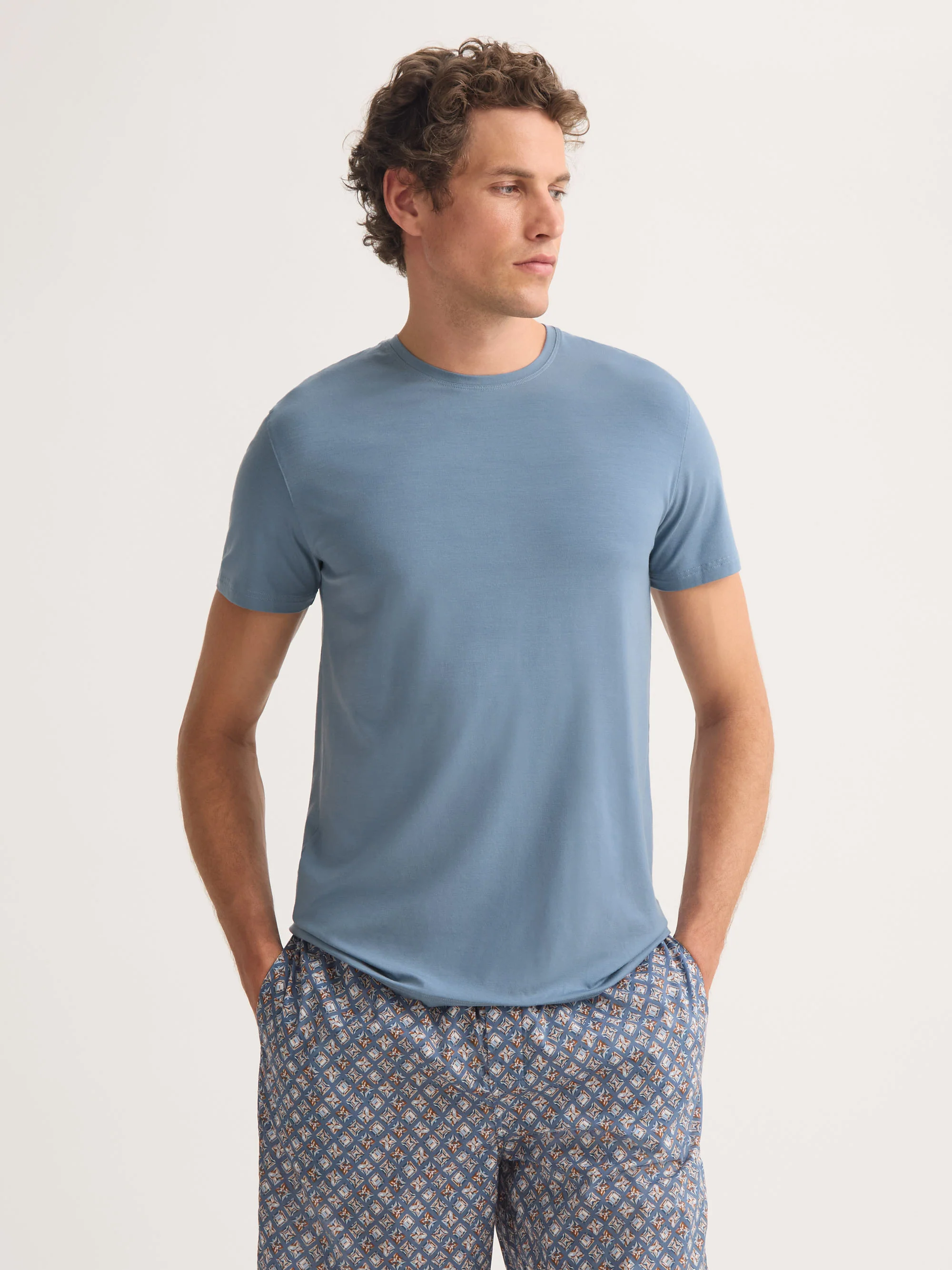 Men's T-Shirt Basel Micro Modal Stretch Storm Blue - Image 4