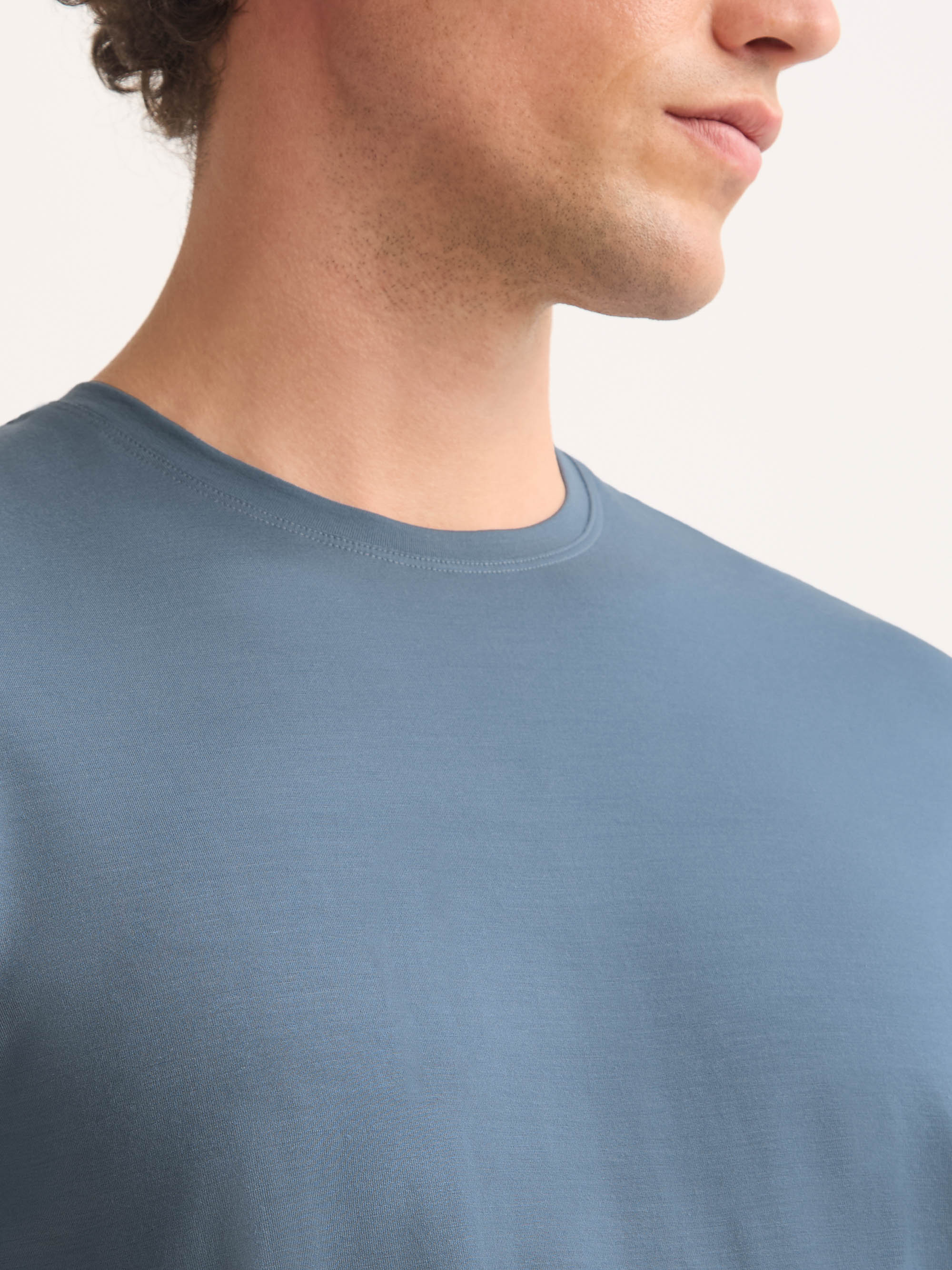 Men's T-Shirt Basel Micro Modal Stretch Storm Blue - Image 5