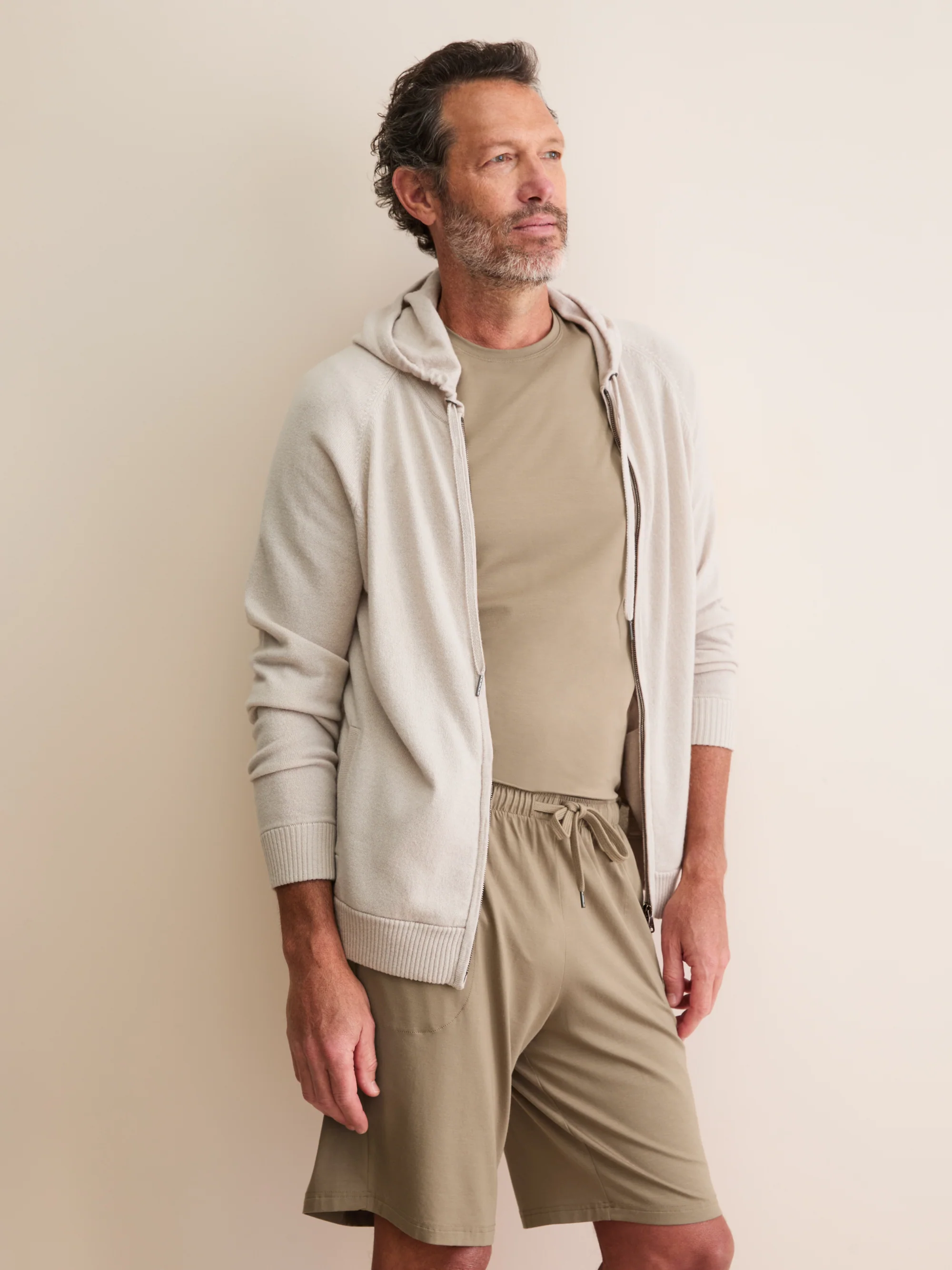 Men's T-Shirt Basel Micro Modal Stretch Taupe - Image 2