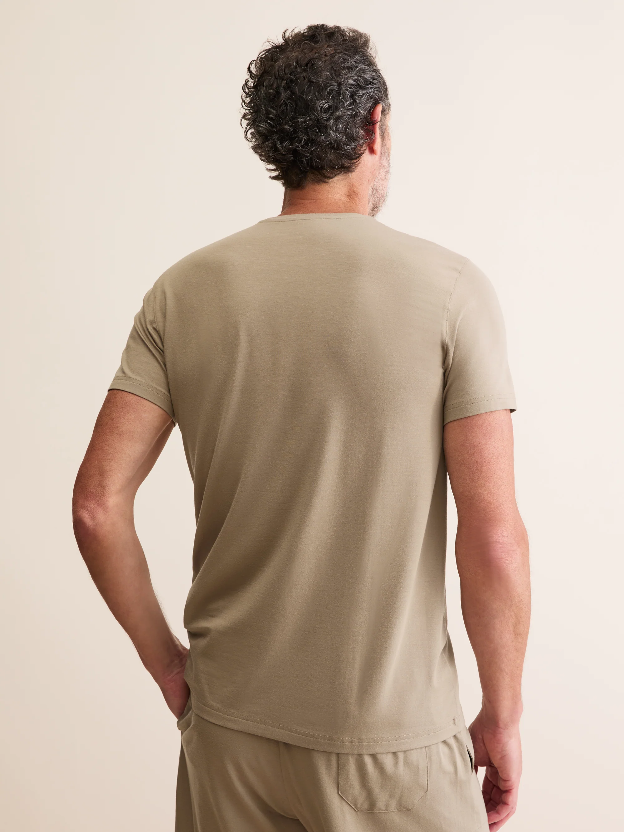 Men's T-Shirt Basel Micro Modal Stretch Taupe - Image 3