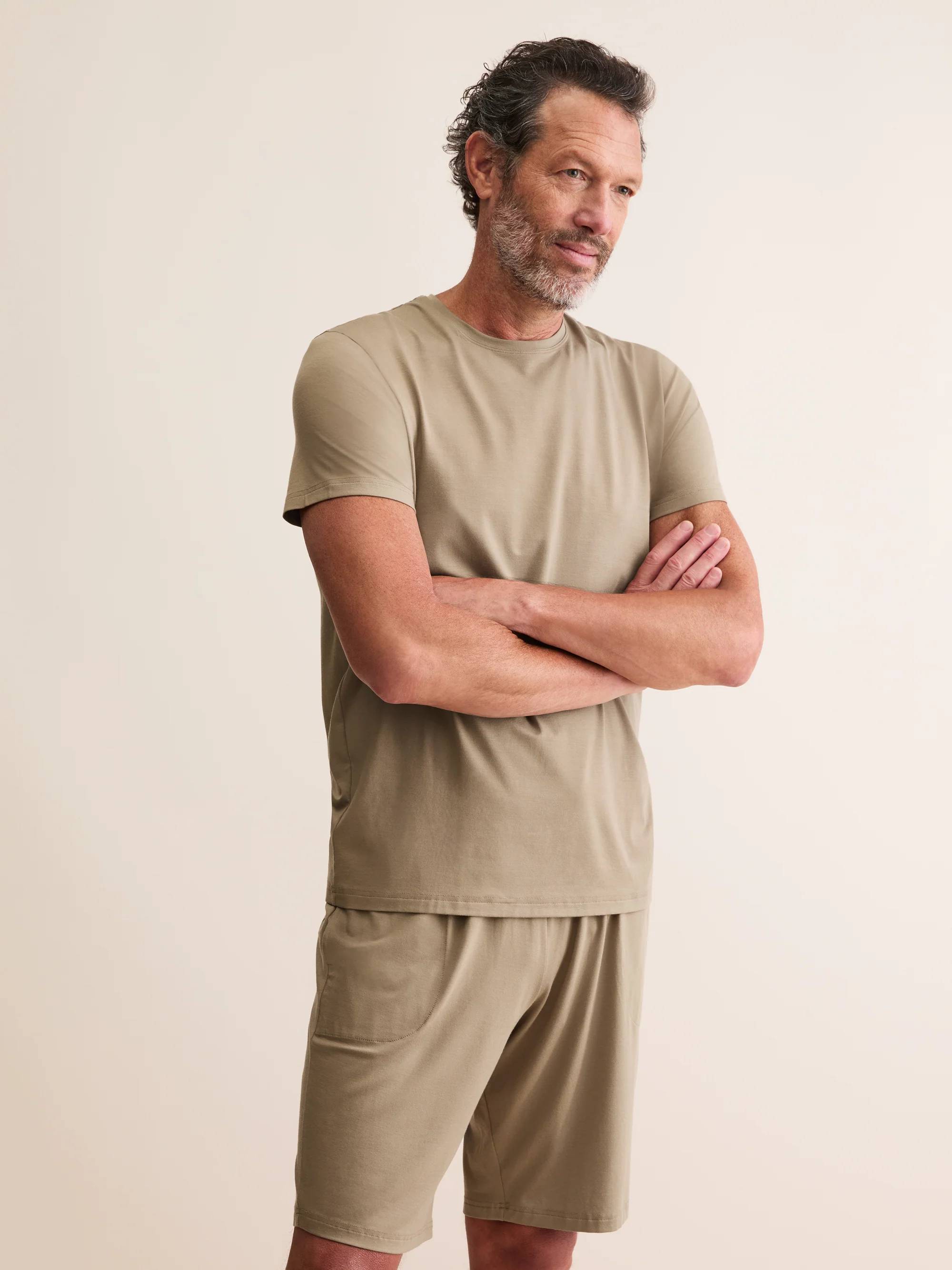 Men's T-Shirt Basel Micro Modal Stretch Taupe - Image 8