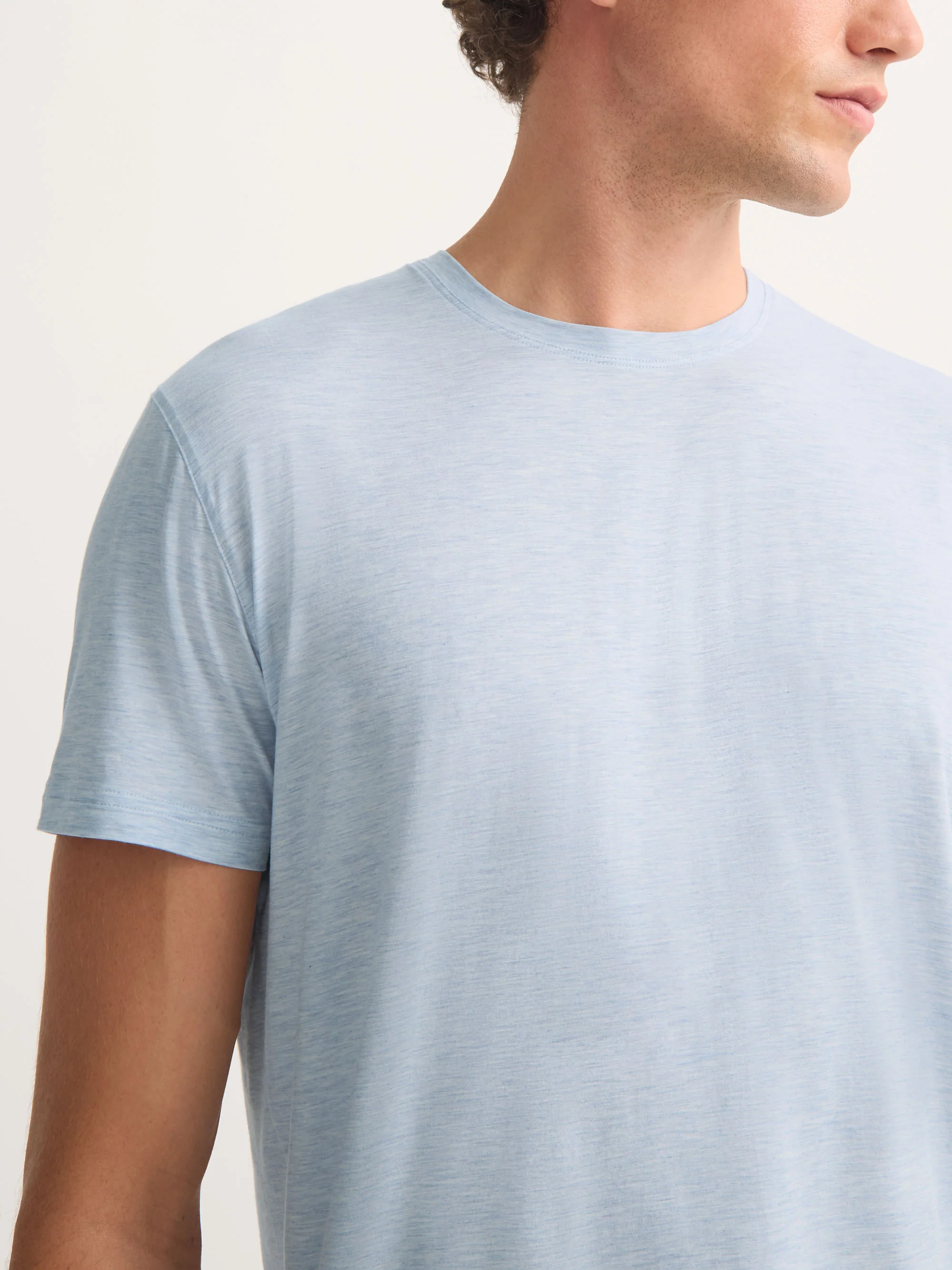 Men's T-Shirt Ethan Micro Modal Stretch Light Blue Marl - Image 5