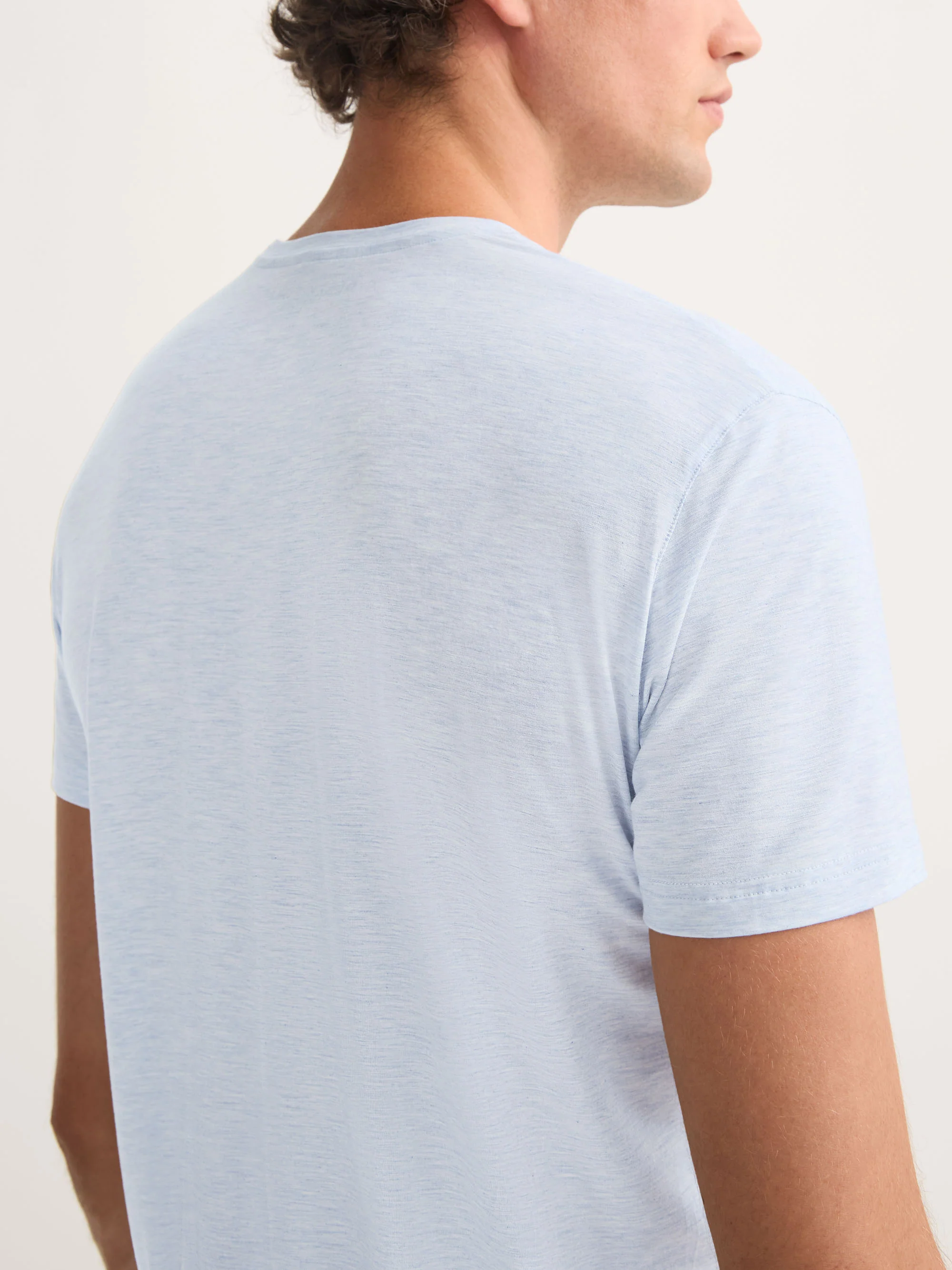 Men's T-Shirt Ethan Micro Modal Stretch Light Blue Marl - Image 6