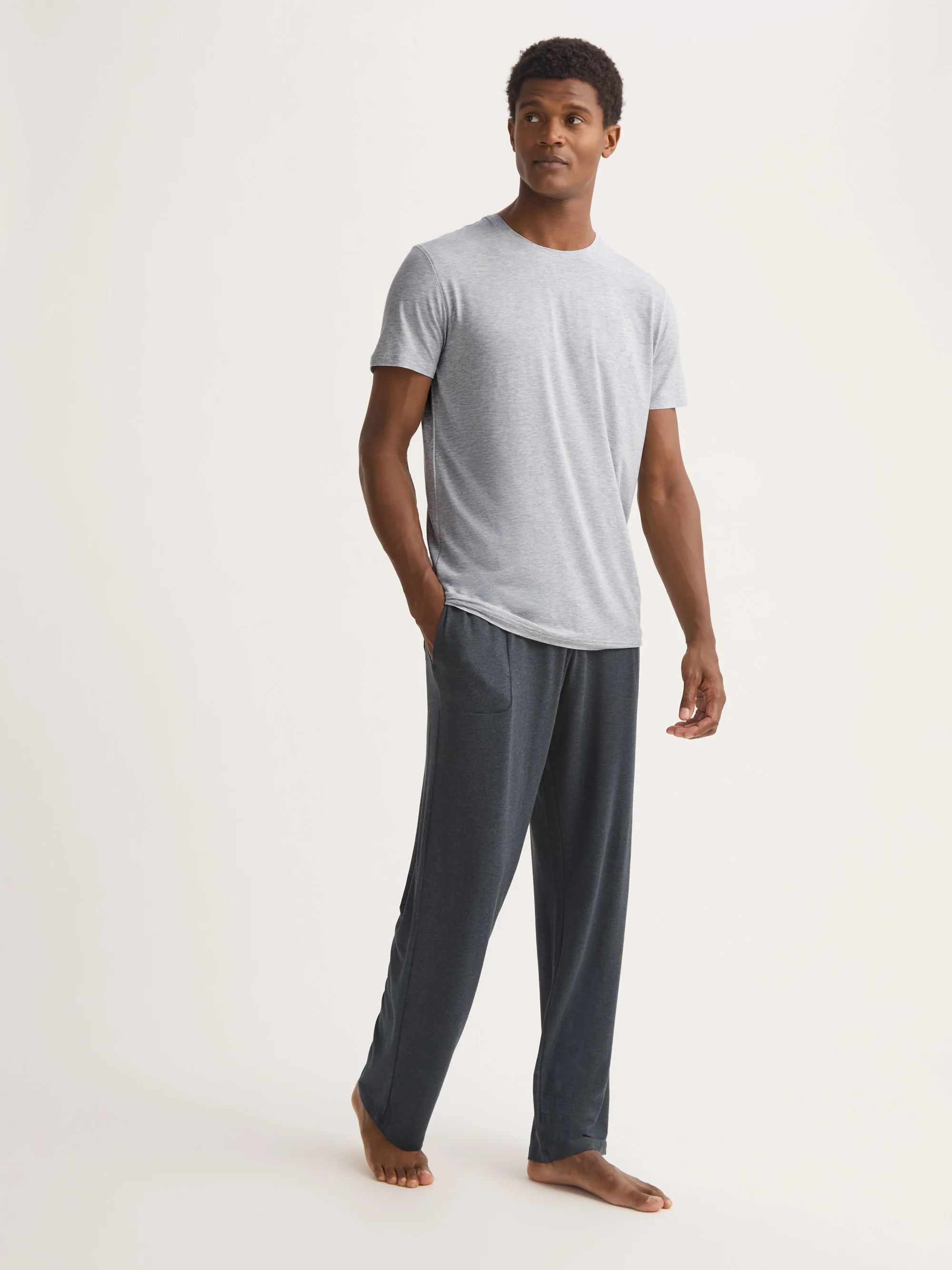 Men's T-Shirt Ethan Micro Modal Stretch Silver Marl - Image 3