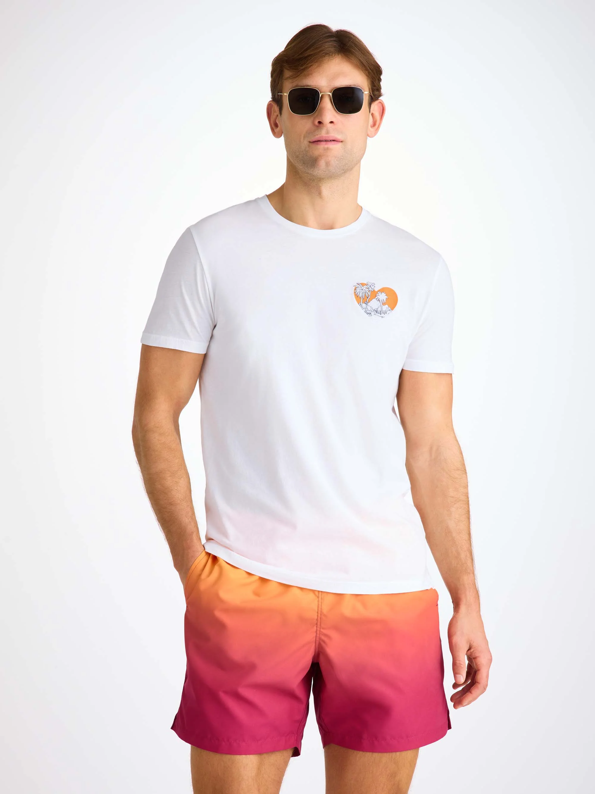Men's T-Shirt Pima Cotton White Jungle Motif - Image 5