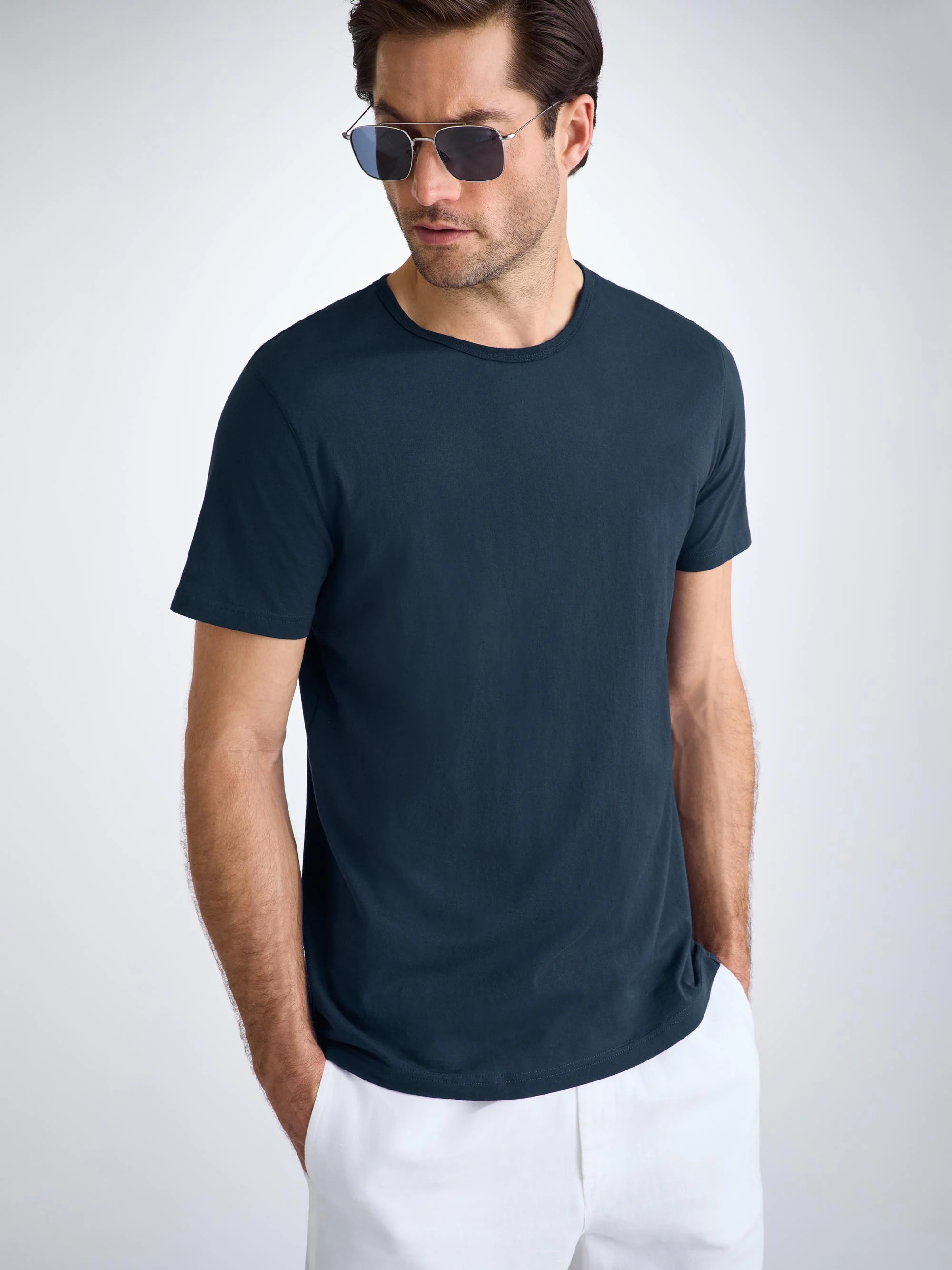 Men's T-Shirt Riley Pima Cotton Navy - Image 5