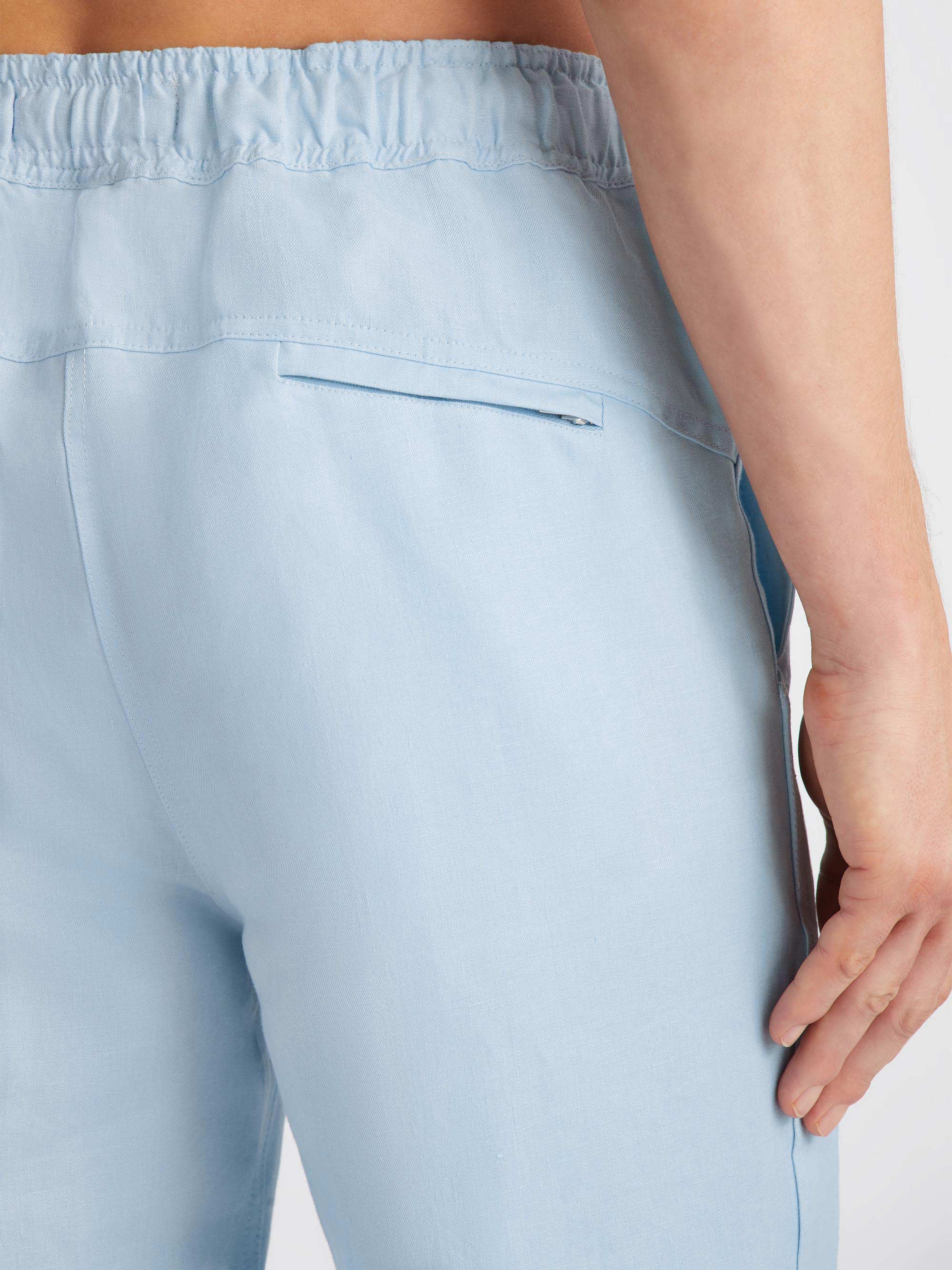 Men's Trousers Sydney Linen Blue - Image 7