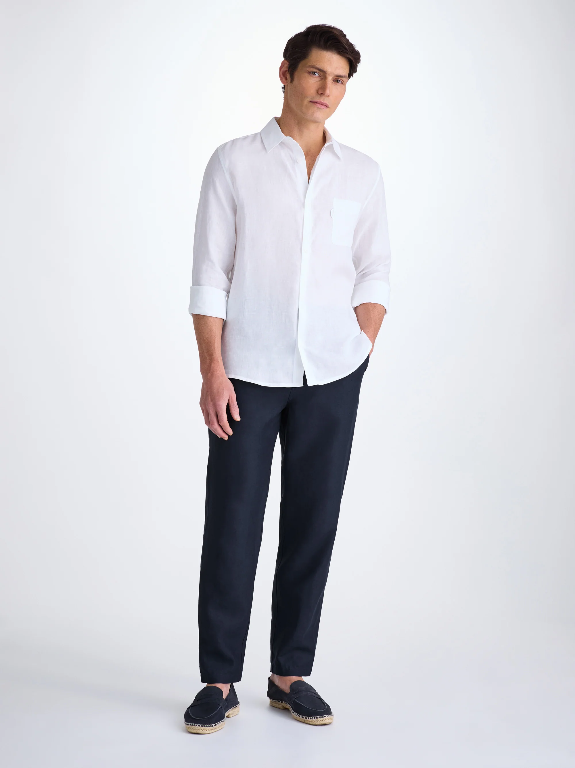 Men's Trousers Sydney Linen Navy - Image 3