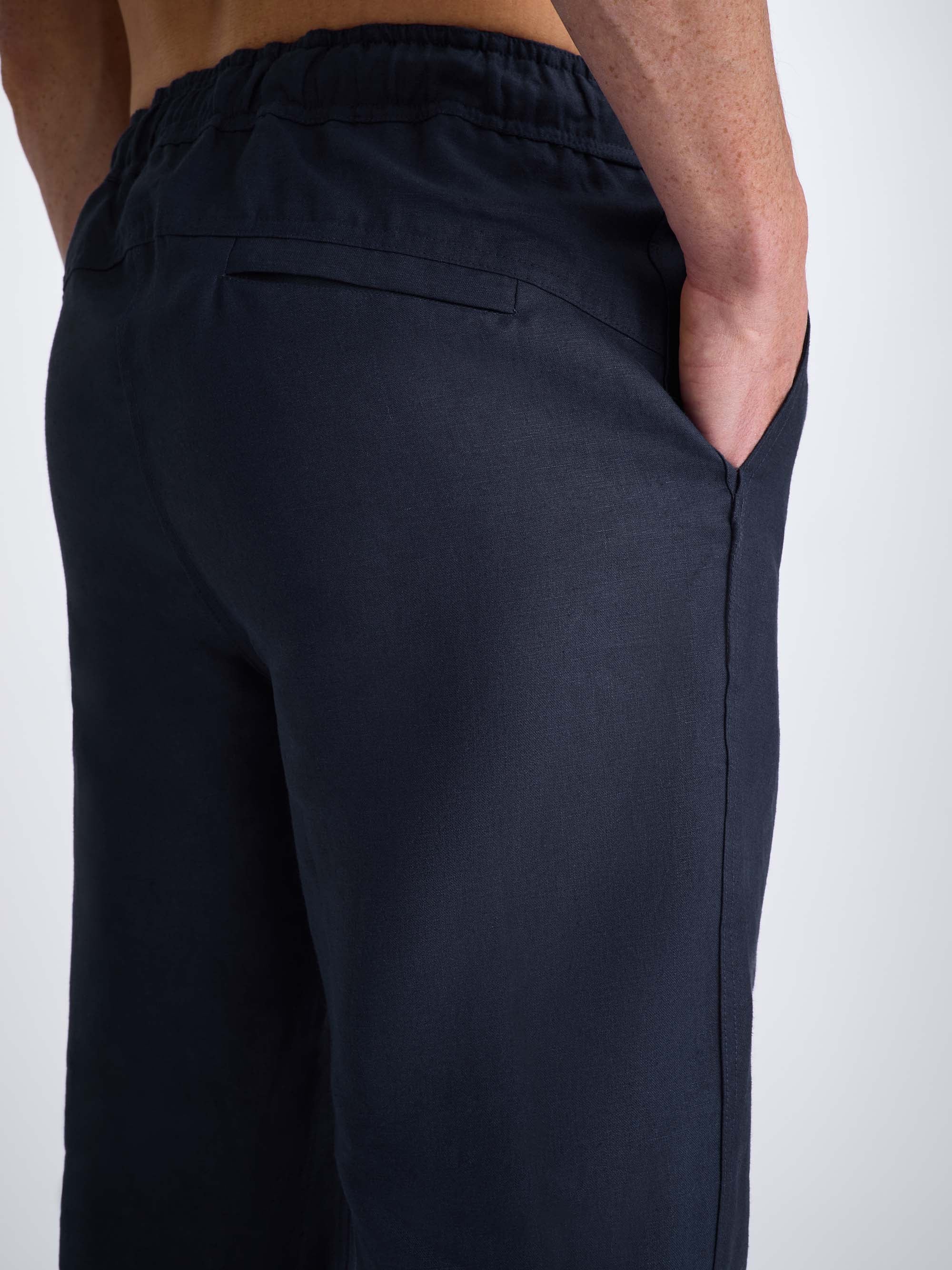 Men's Trousers Sydney Linen Navy - Image 6