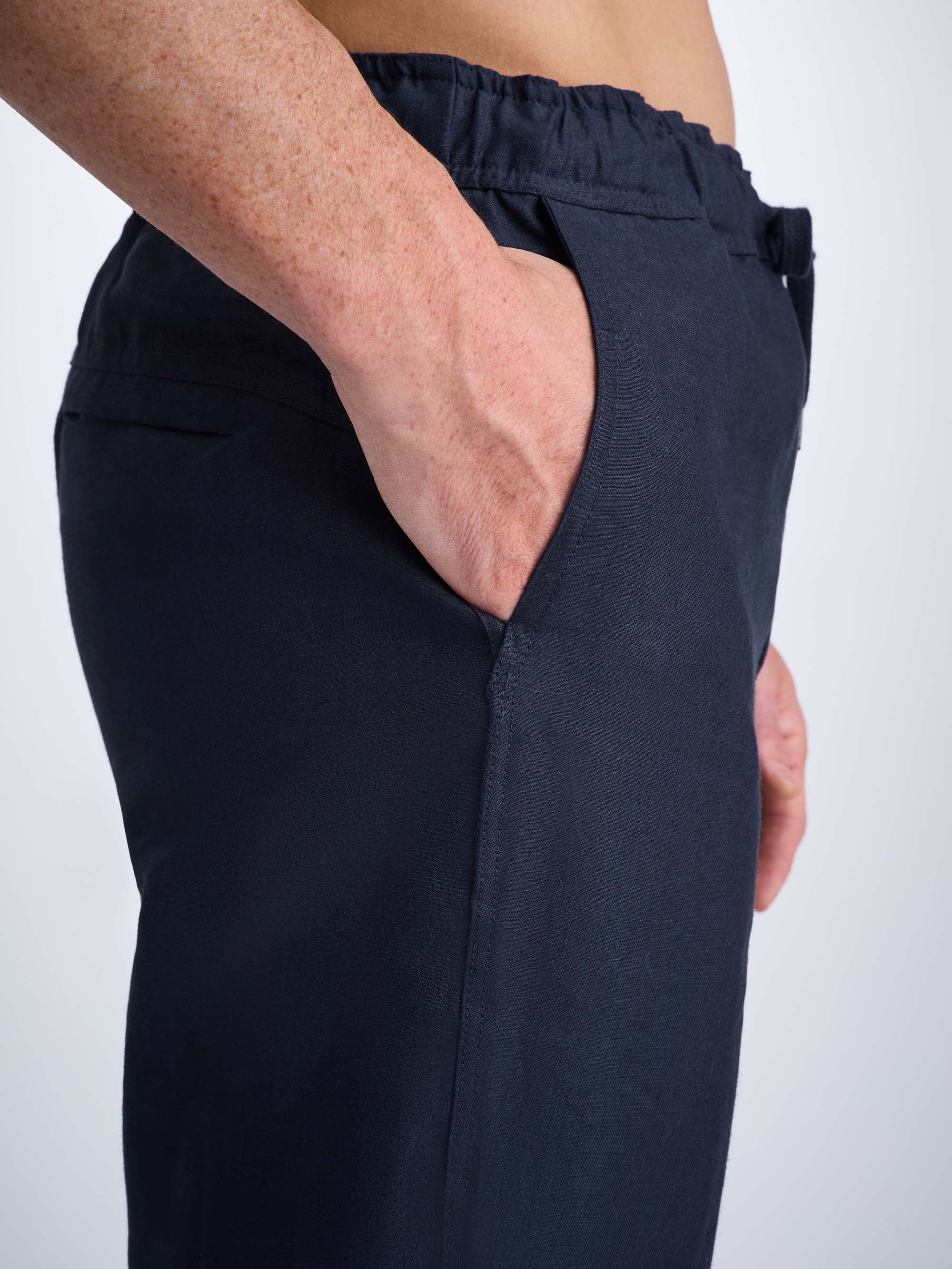 Men's Trousers Sydney Linen Navy - Image 7
