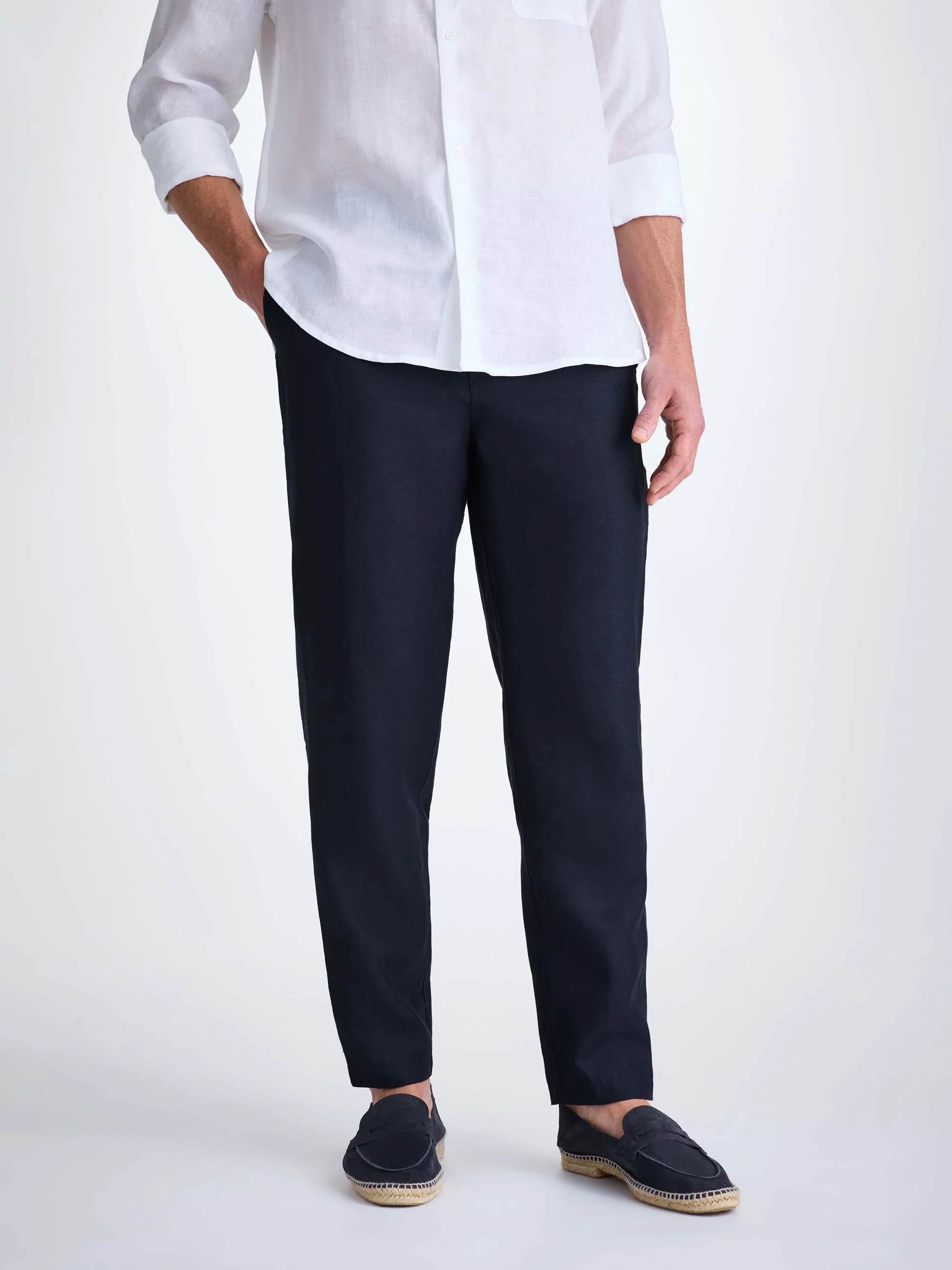 Men's Trousers Sydney Linen Navy - Image 8
