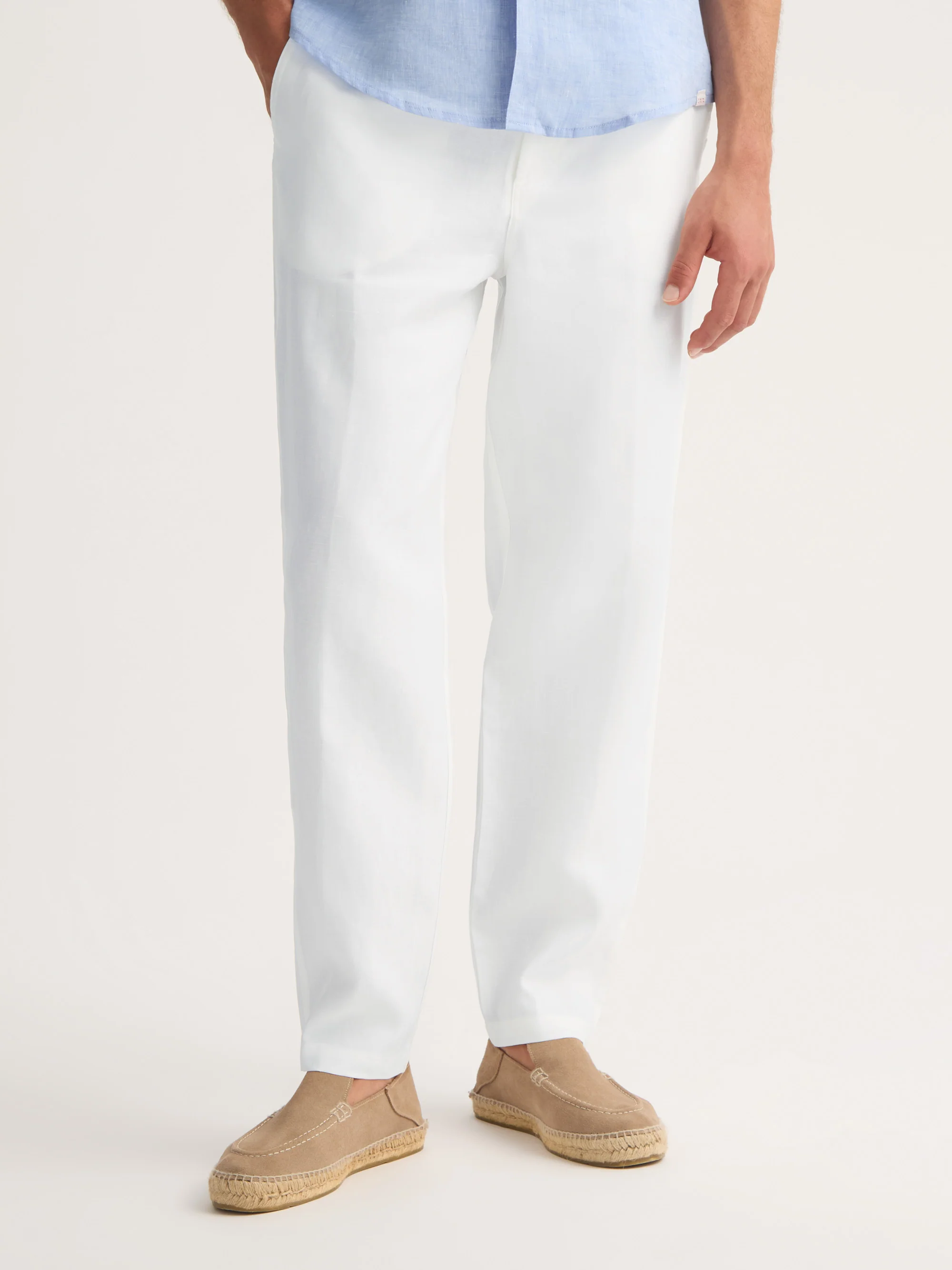 Men's Trousers Sydney Linen White - Image 6