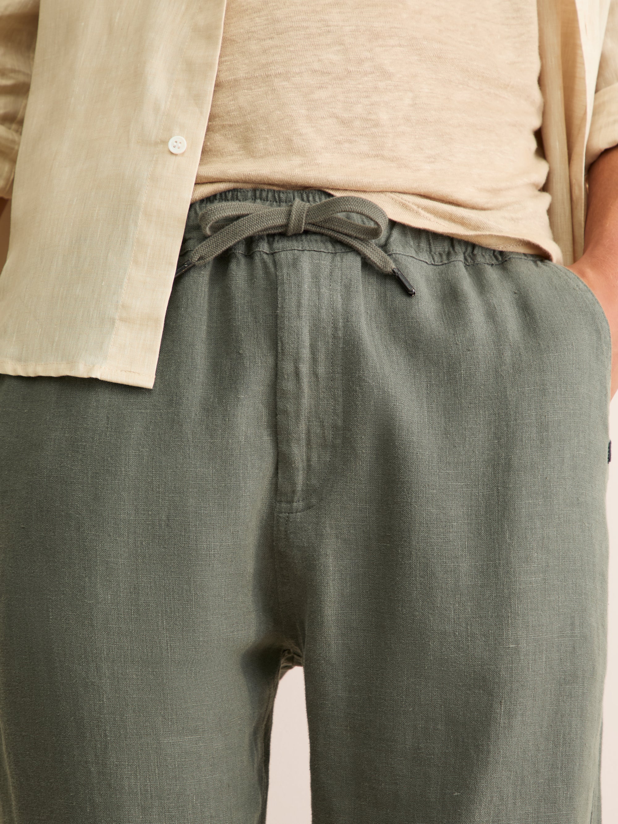 Men's Trousers Vienna Linen Khaki - Image 8