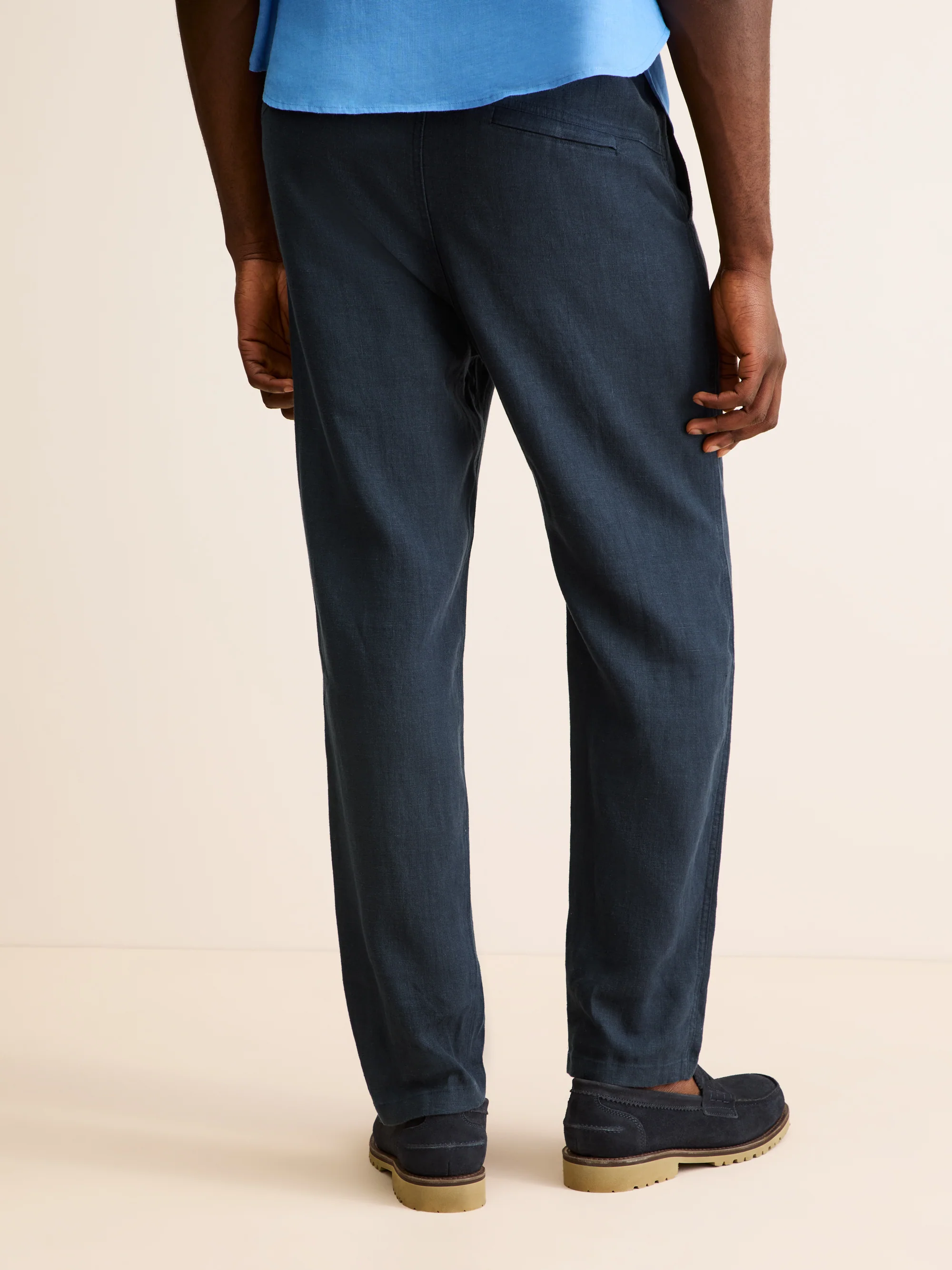 Men's Trousers Vienna Linen Navy - Image 3