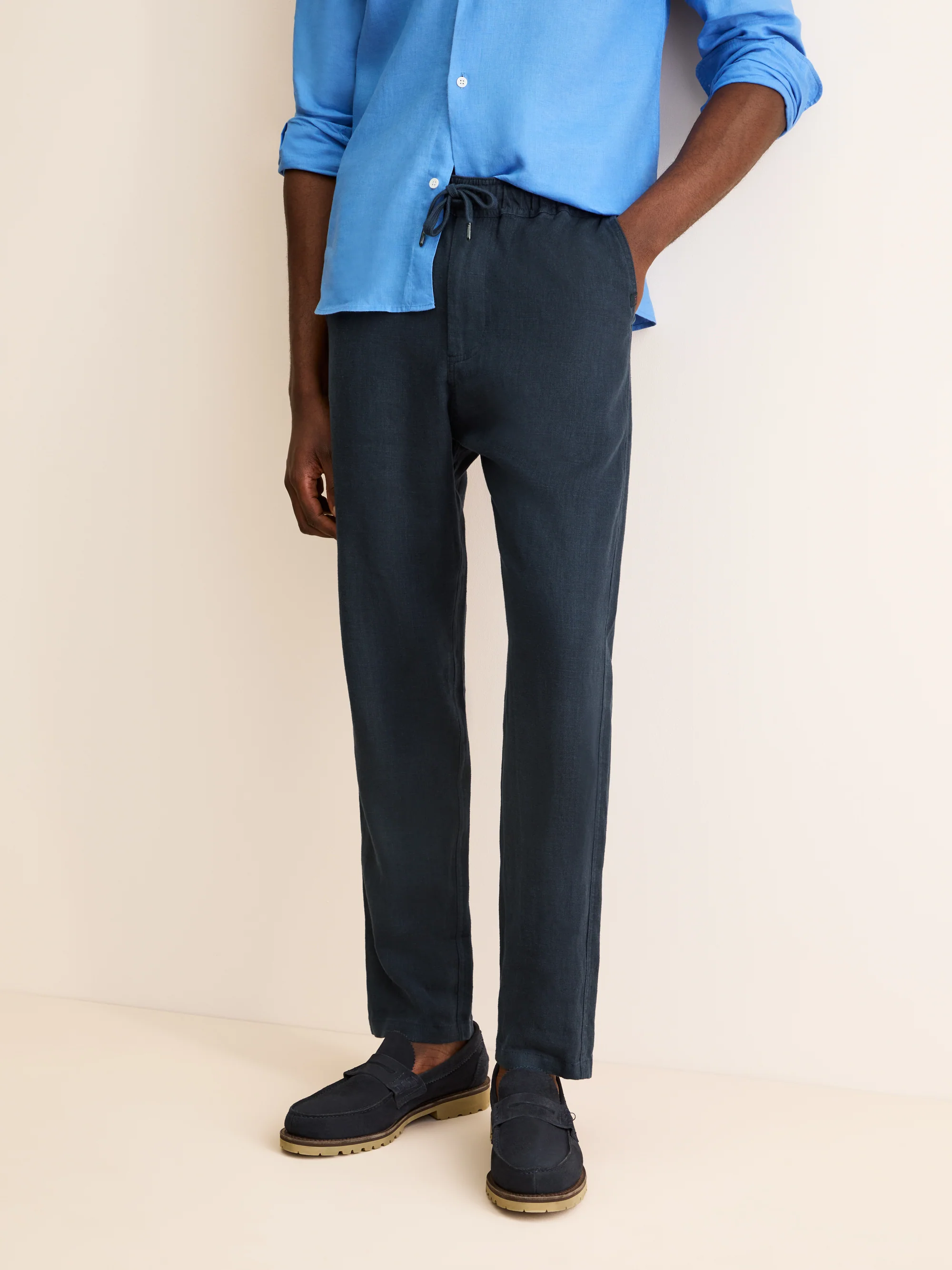 Men's Trousers Vienna Linen Navy - Image 4