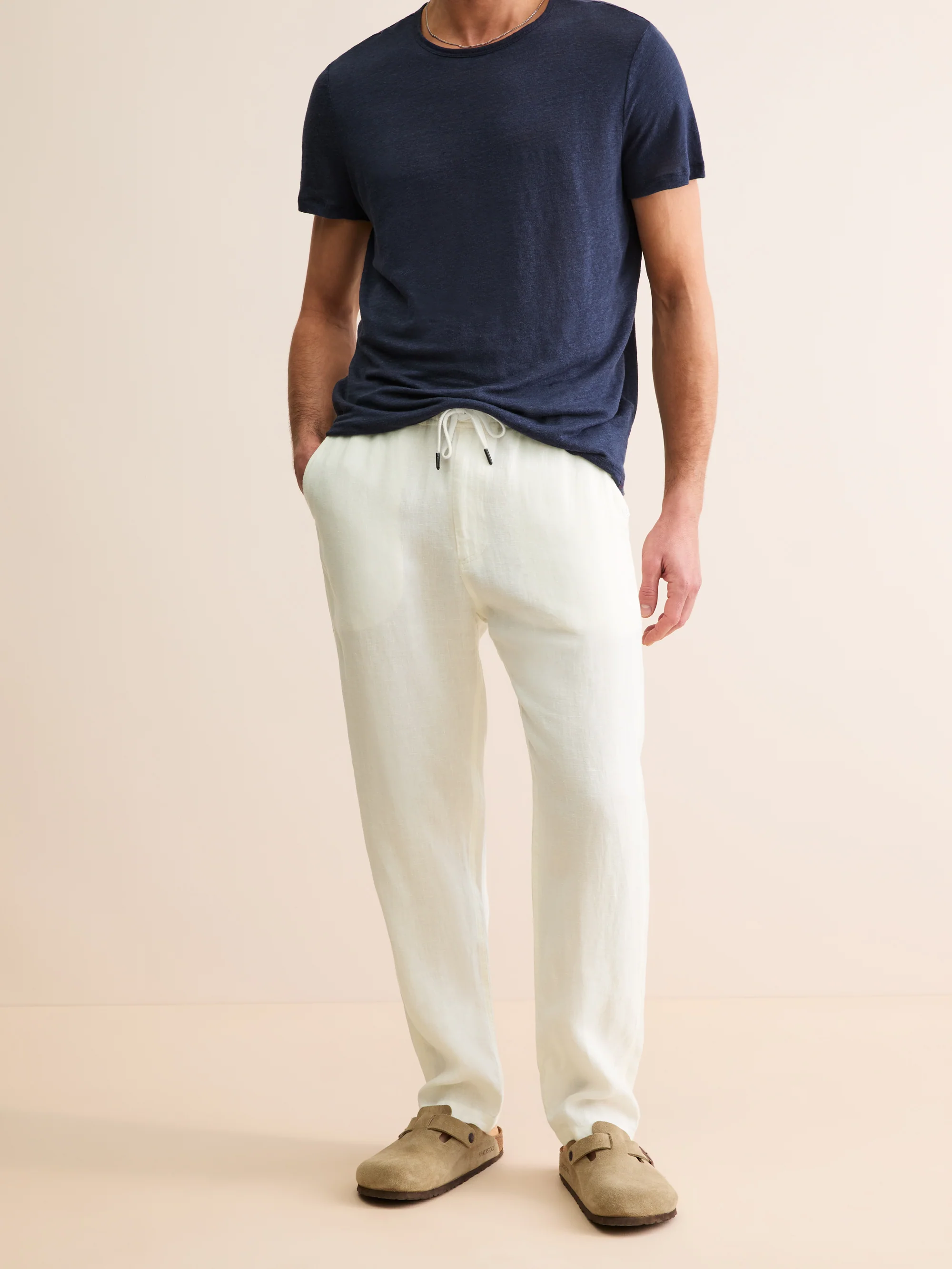 Men's Trousers Vienna Linen Off-White - Image 4